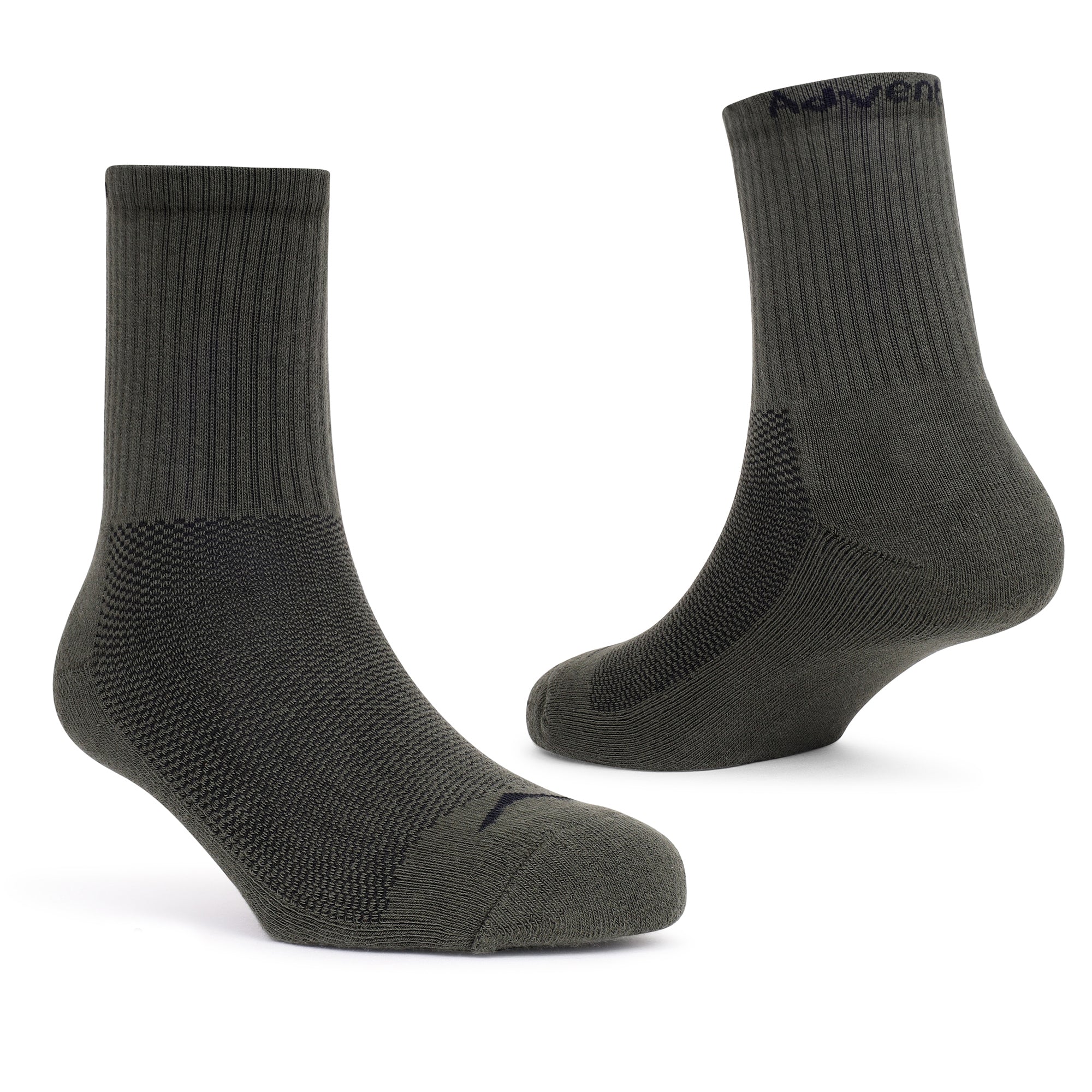 High Ankle Cotton Socks - Pack of 2 (ES500) - Olive and White-thumbmail-5