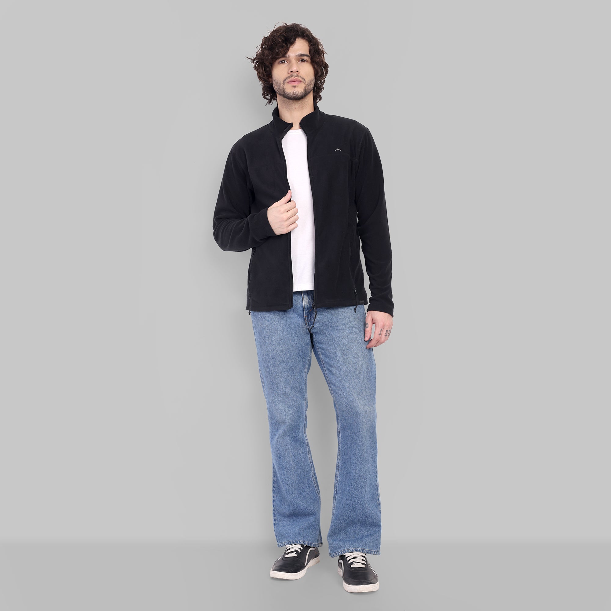 Full Zip Fleece Jacket – Lightweight (ET1000) Black-thumbmail-2