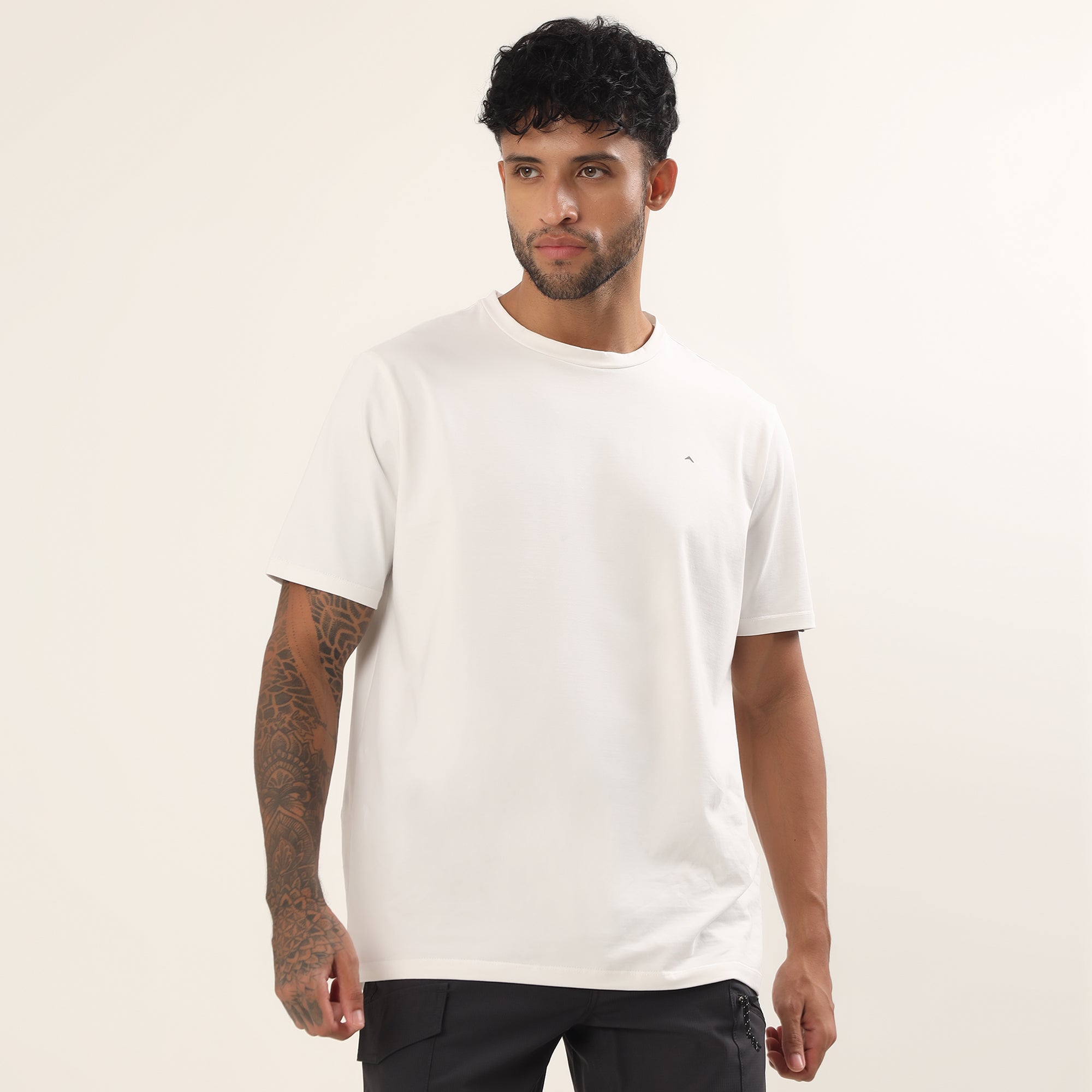 Round Neck T-Shirt | Lightweight and Breathable | White-thumbmail-4