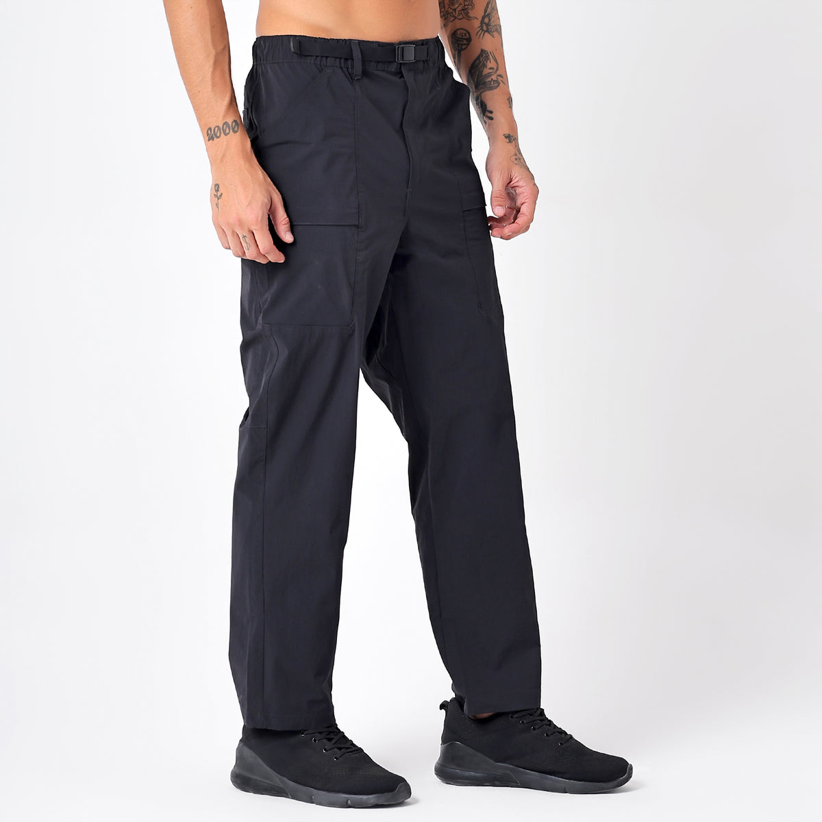 Men's Lightweight Long Pants with Buckle Belt (EH970) Navy-thumbmail-3