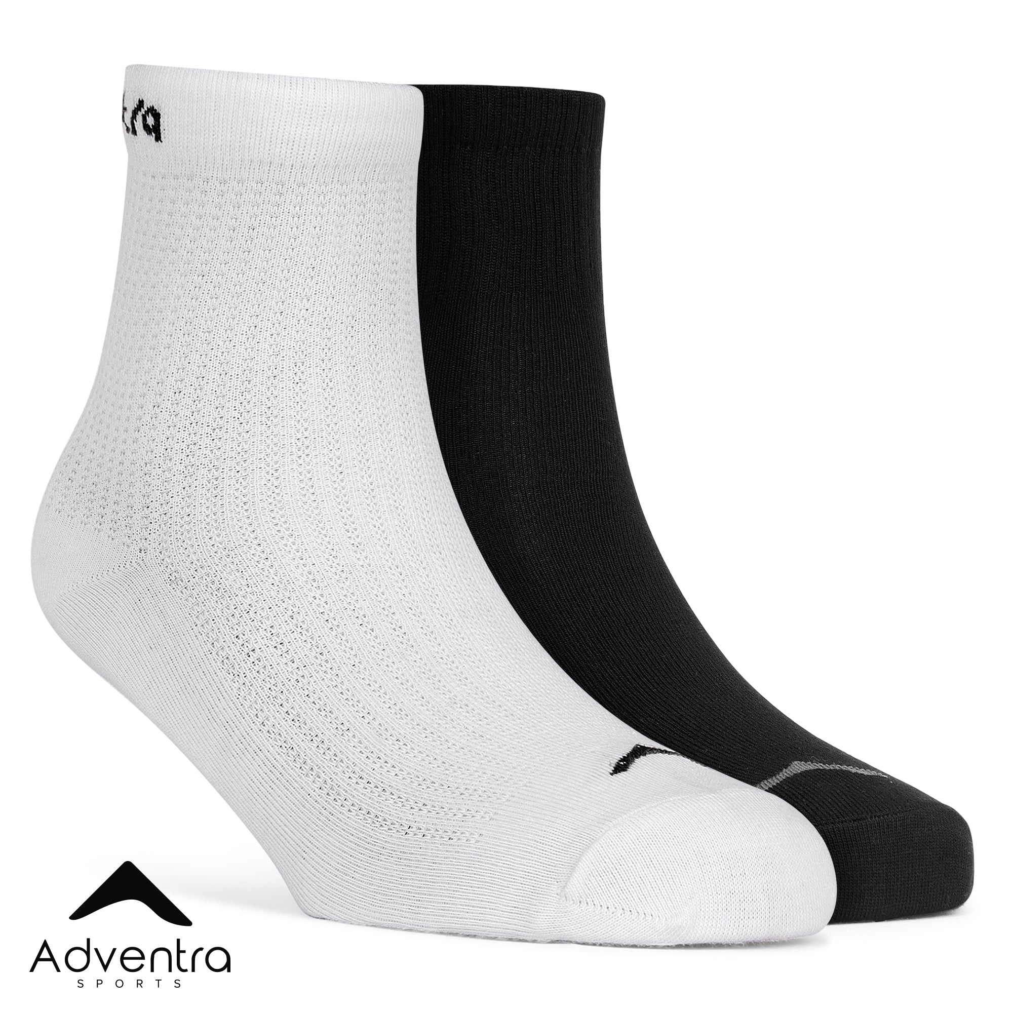 Mid Ankle Cotton Socks – Pack of 2 (ES700) – Black and White-thumbmail-1