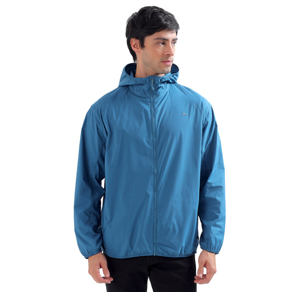 Men's Lightweight Hooded Windcheater Full Zip Jacket - Sky Blue (WC900)