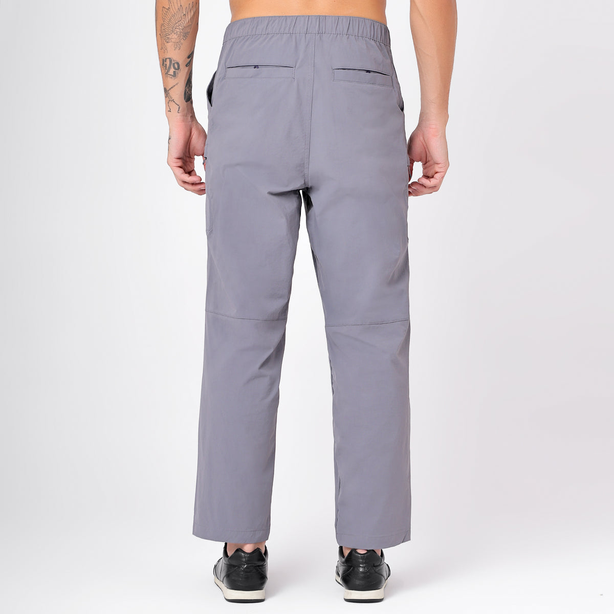 Men's Lightweight Long Pants with Buckle Belt (EH970) Grey-thumbmail-3