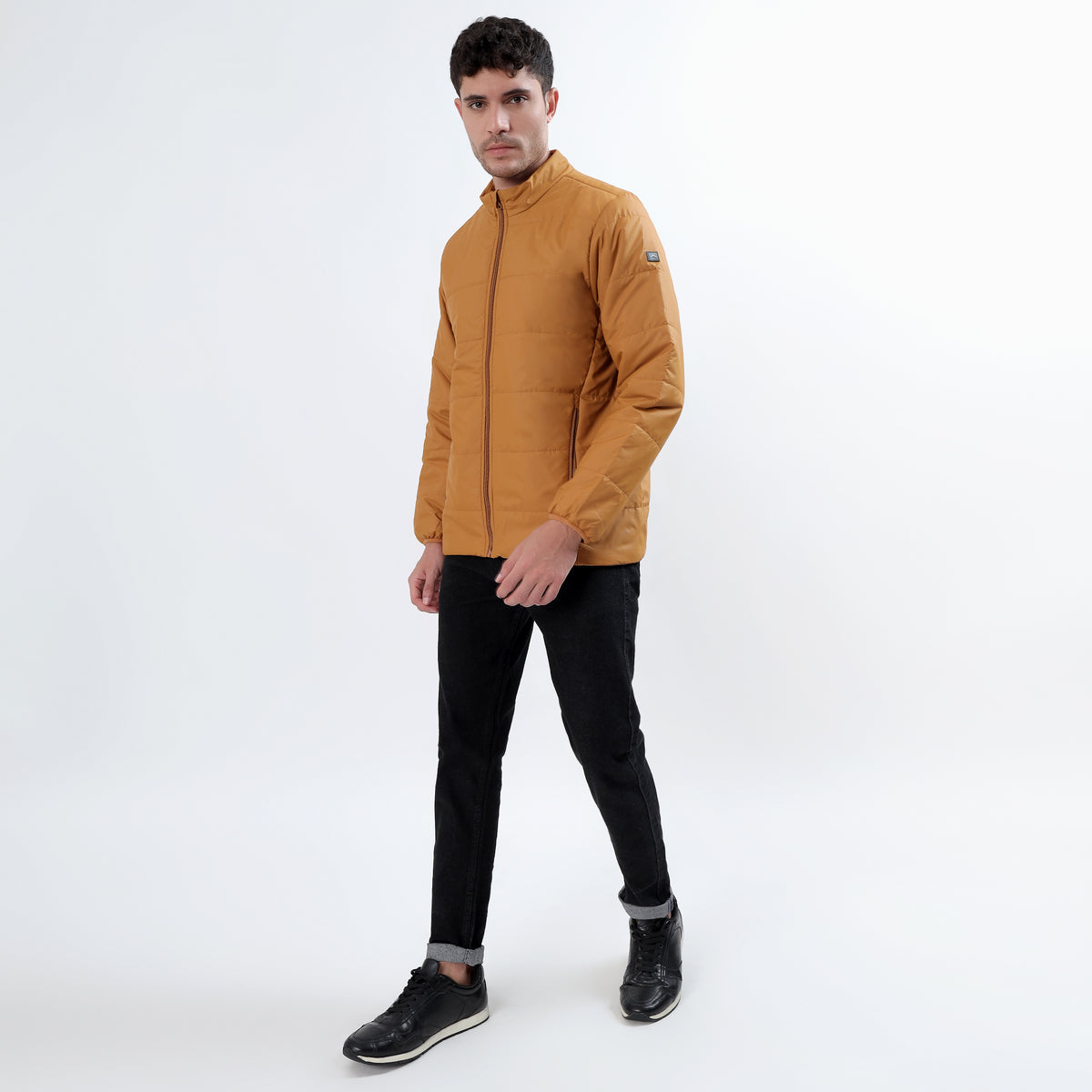 Men's Basic Winter Puffer Jacket – Water Repellent, Quilted - WH100 (Tan)-thumbmail-6
