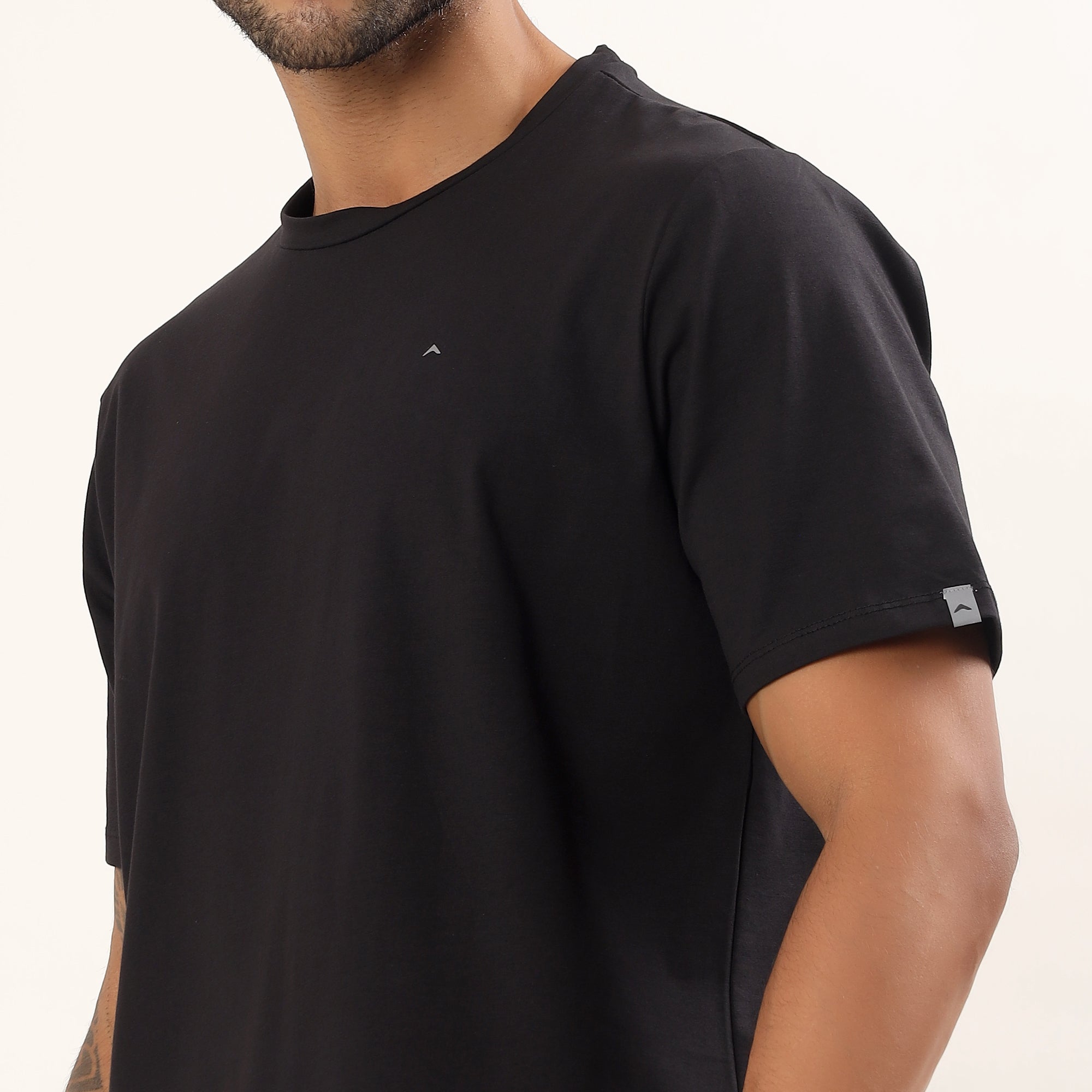 Adventra Men Cotton Lycra Round Neck T-Shirt | APR500 | Black-thumbmail-4