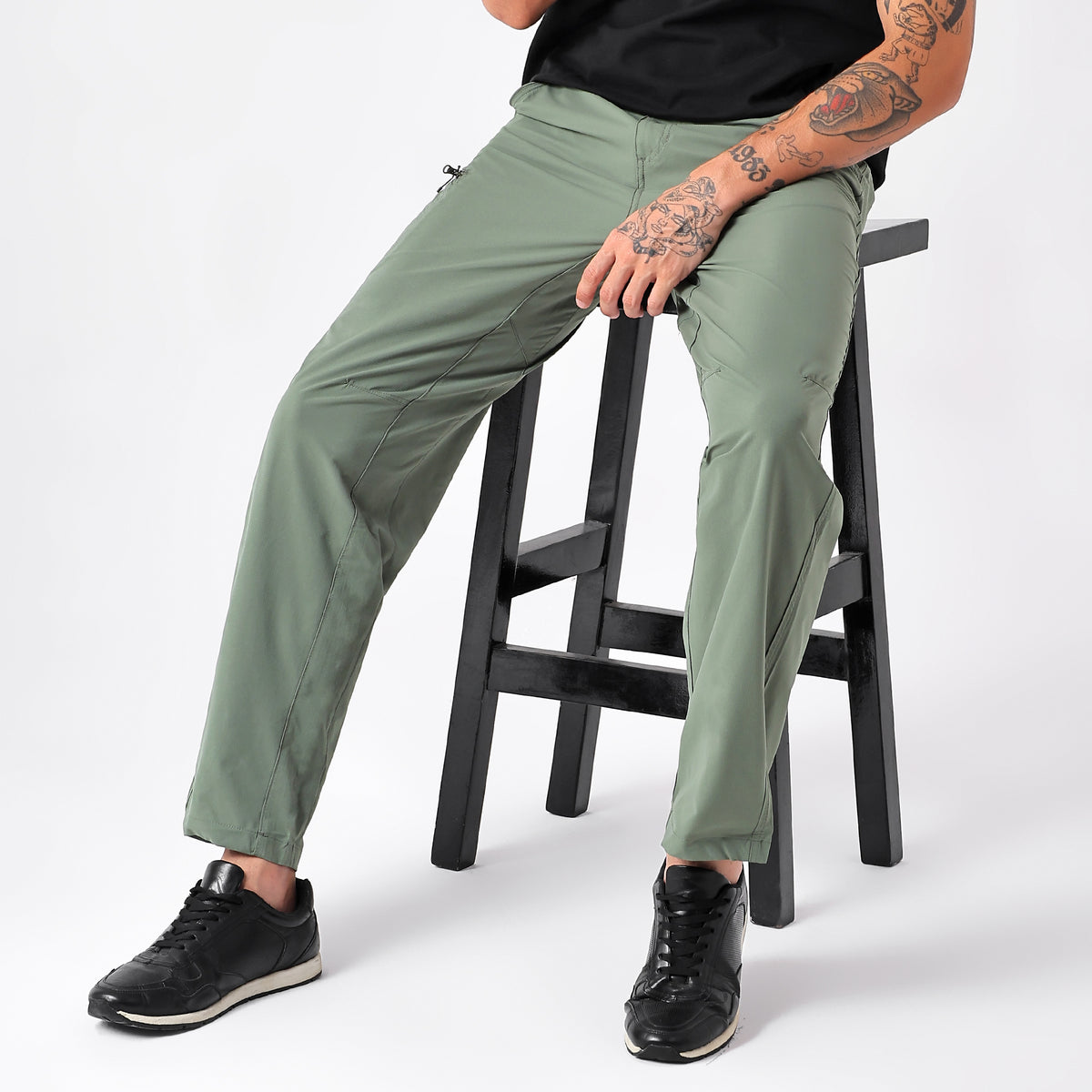 Men's Lightweight Cargo Pants with Zipper Pockets (EH910) - Olive-thumbmail-4
