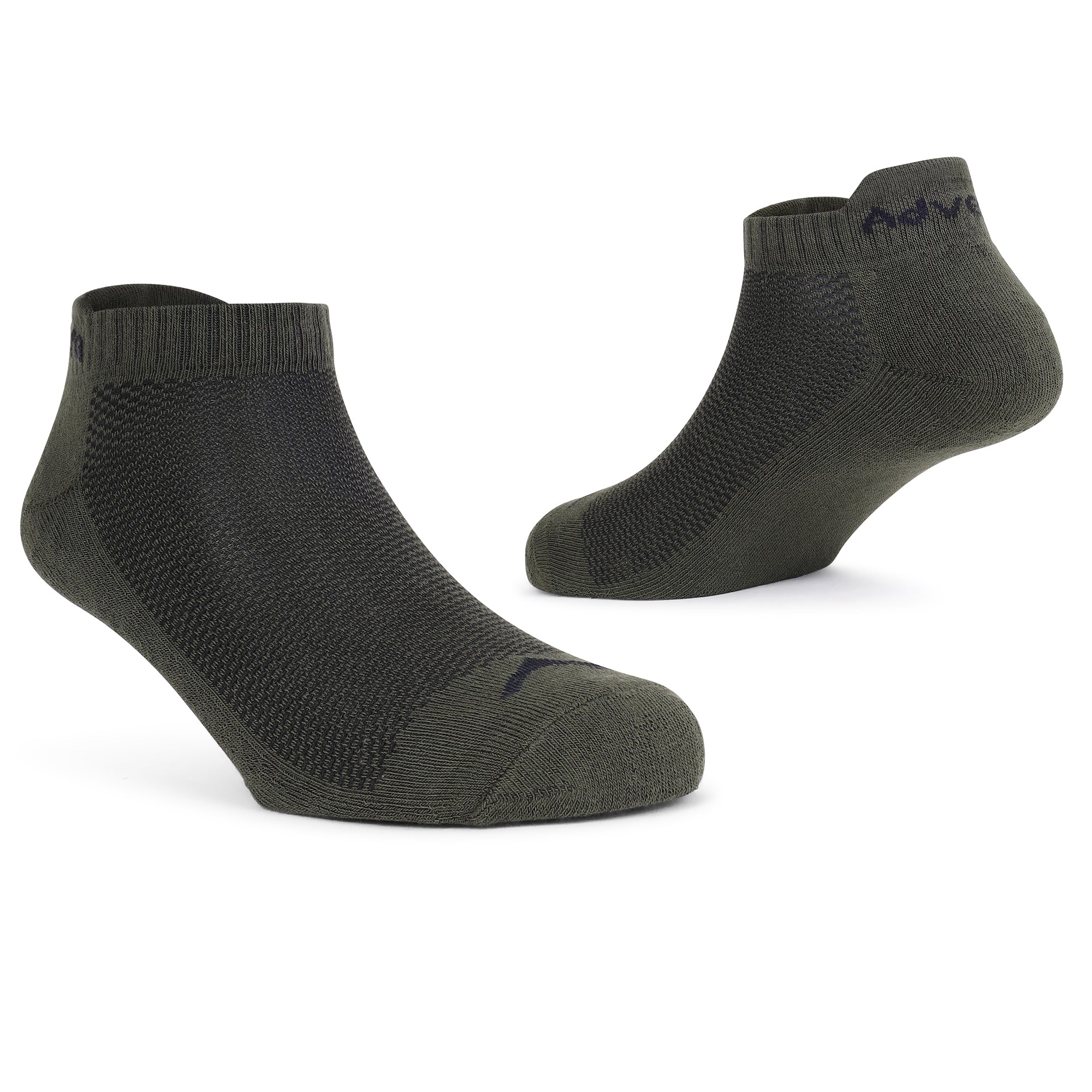 Low Ankle Cotton Socks – Pack of 2 (ES400) – Black and Olive-thumbmail-6