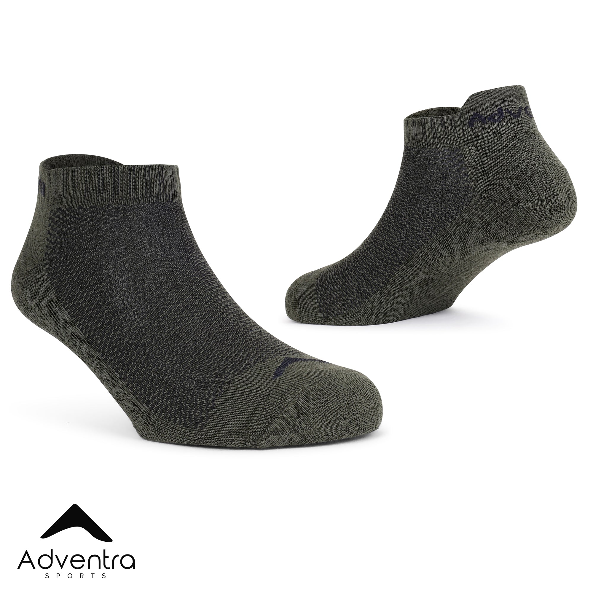 Low Ankle Cotton Socks – Pack of 2 (ES400) – Black and Olive-thumbmail-6