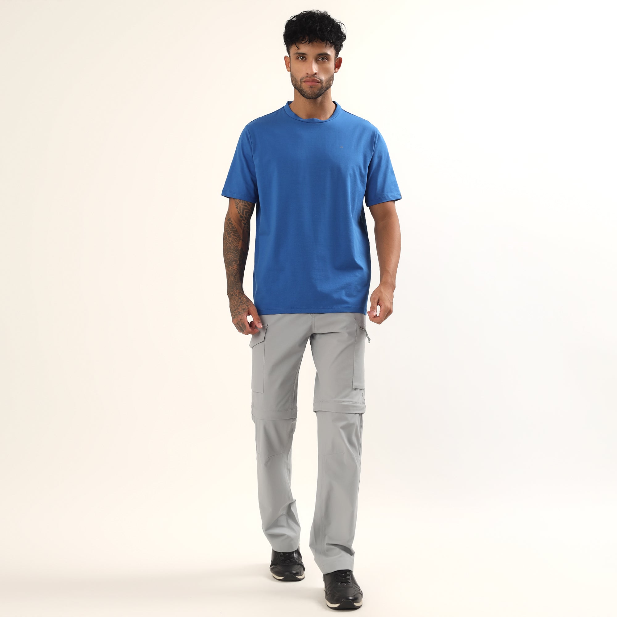 Adventra Men Cotton Lycra Round Neck T-Shirt | APR500 | Navy Blue-thumbmail-4