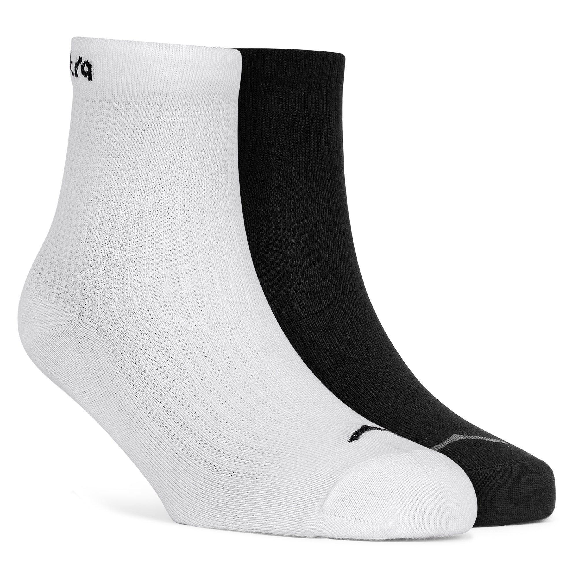Mid Ankle Cotton Socks – Pack of 2 (ES700) – Black and White