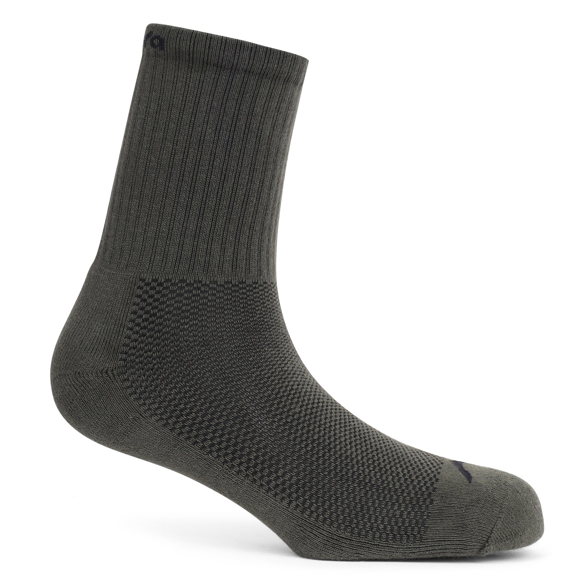 High Ankle Cotton Socks - Pack of 2 (ES500) - Olive and White-thumbmail-6