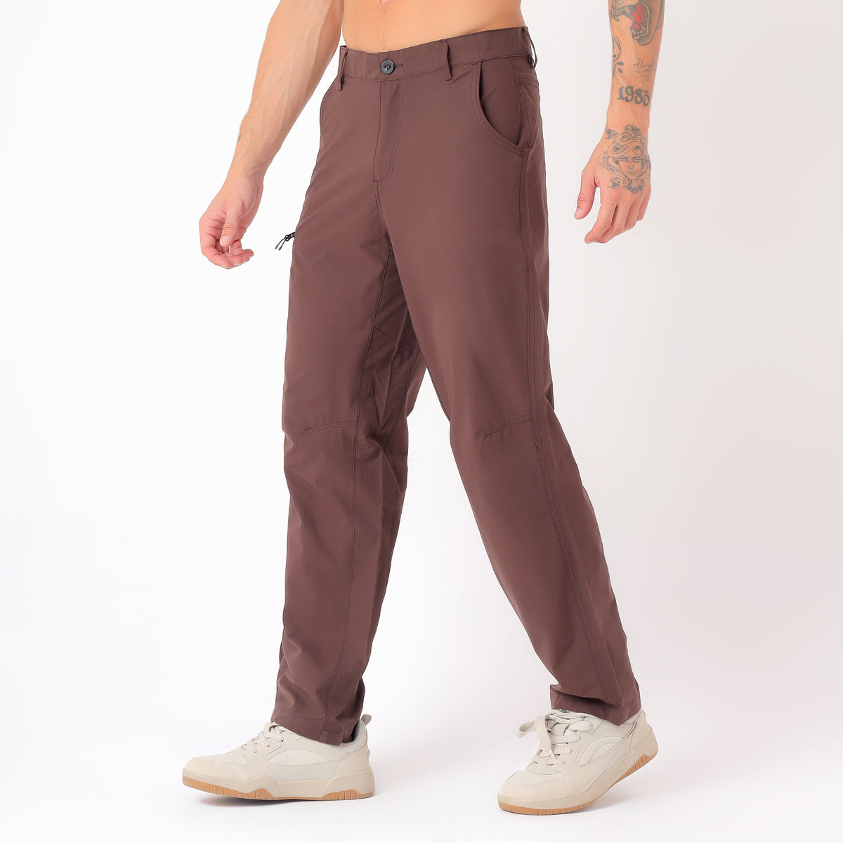 Men's Lightweight Cargo Pants with Zipper Pockets (EH910) - Brown-thumbmail-2