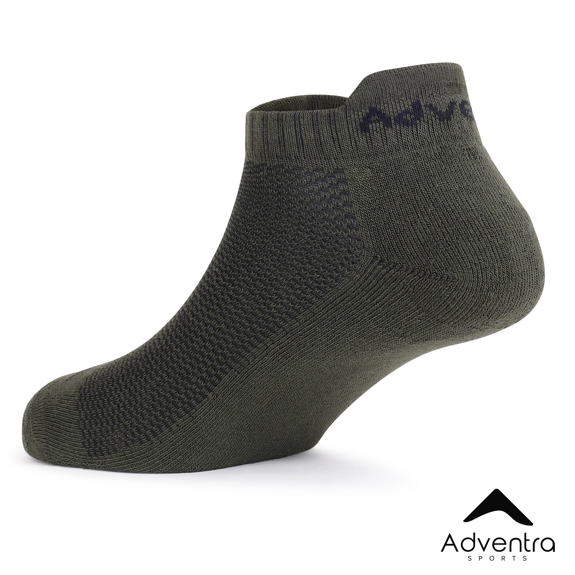 Low Ankle Cotton Socks – Pack of 2 (ES400) – White and Olive-thumbmail-5