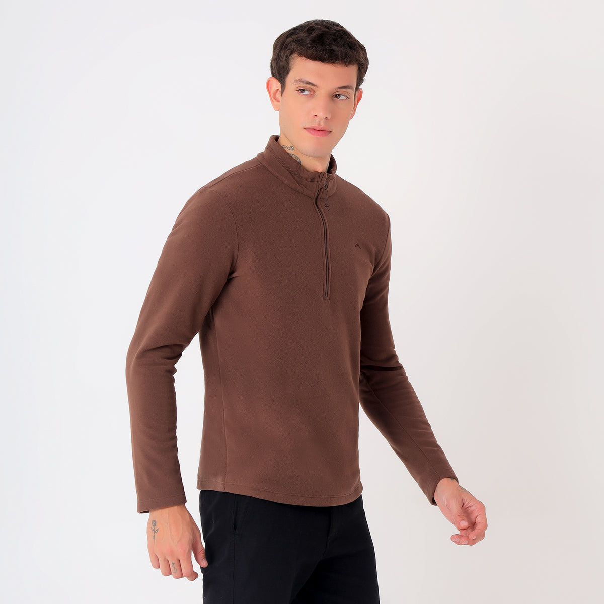 Men's Half Zip Fleece Jacket – Lightweight (EH400) Brown-thumbmail-3