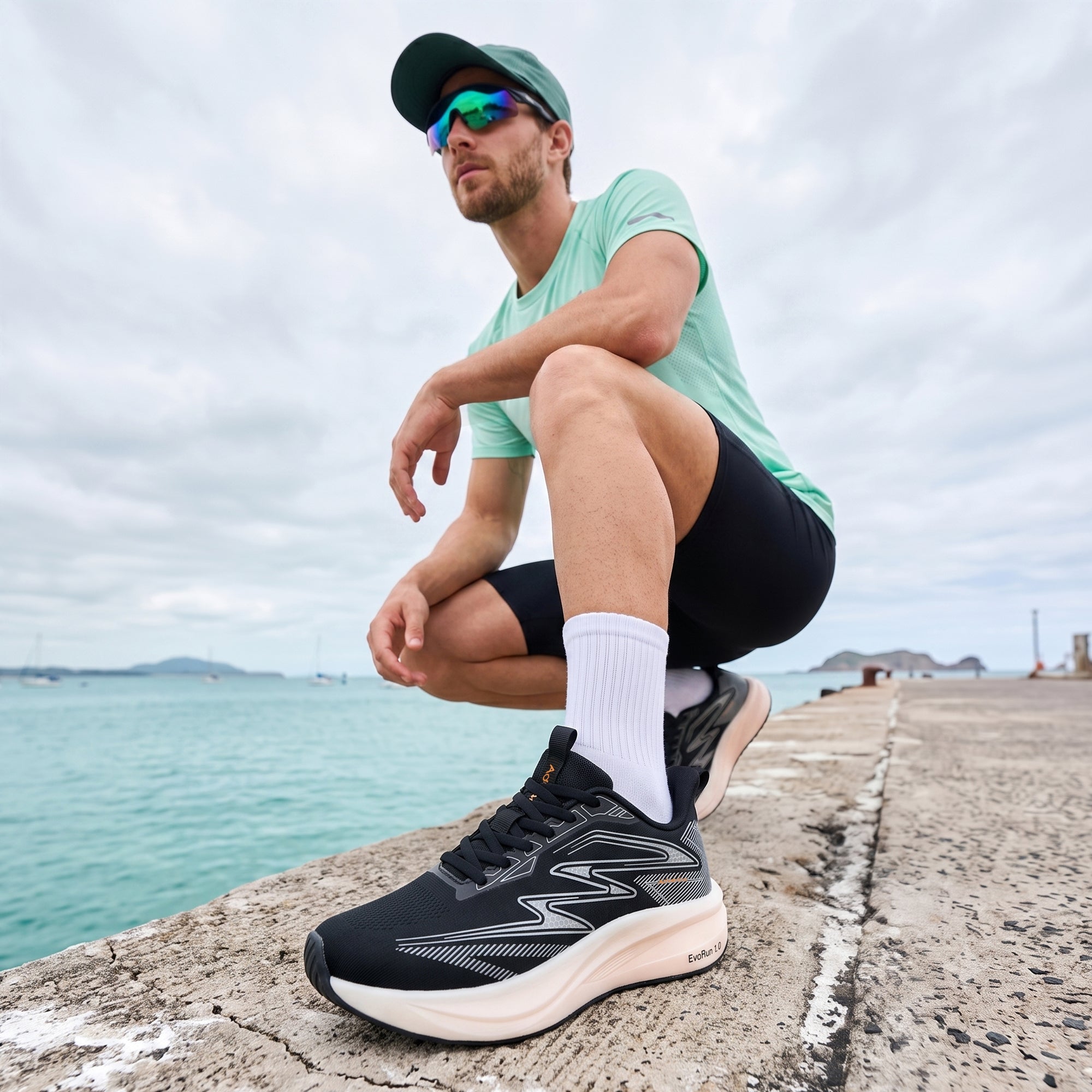 Lightweight Running Shoes for Walking, Sports & Gym (RR700) – Black-thumbmail-3