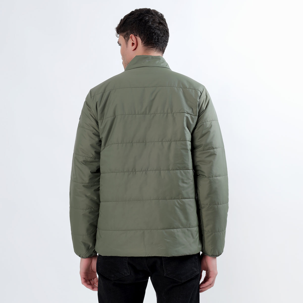 Men's Basic Winter Puffer Jacket – Water Repellent, Quilted - WH100 (Olive)-thumbmail-6