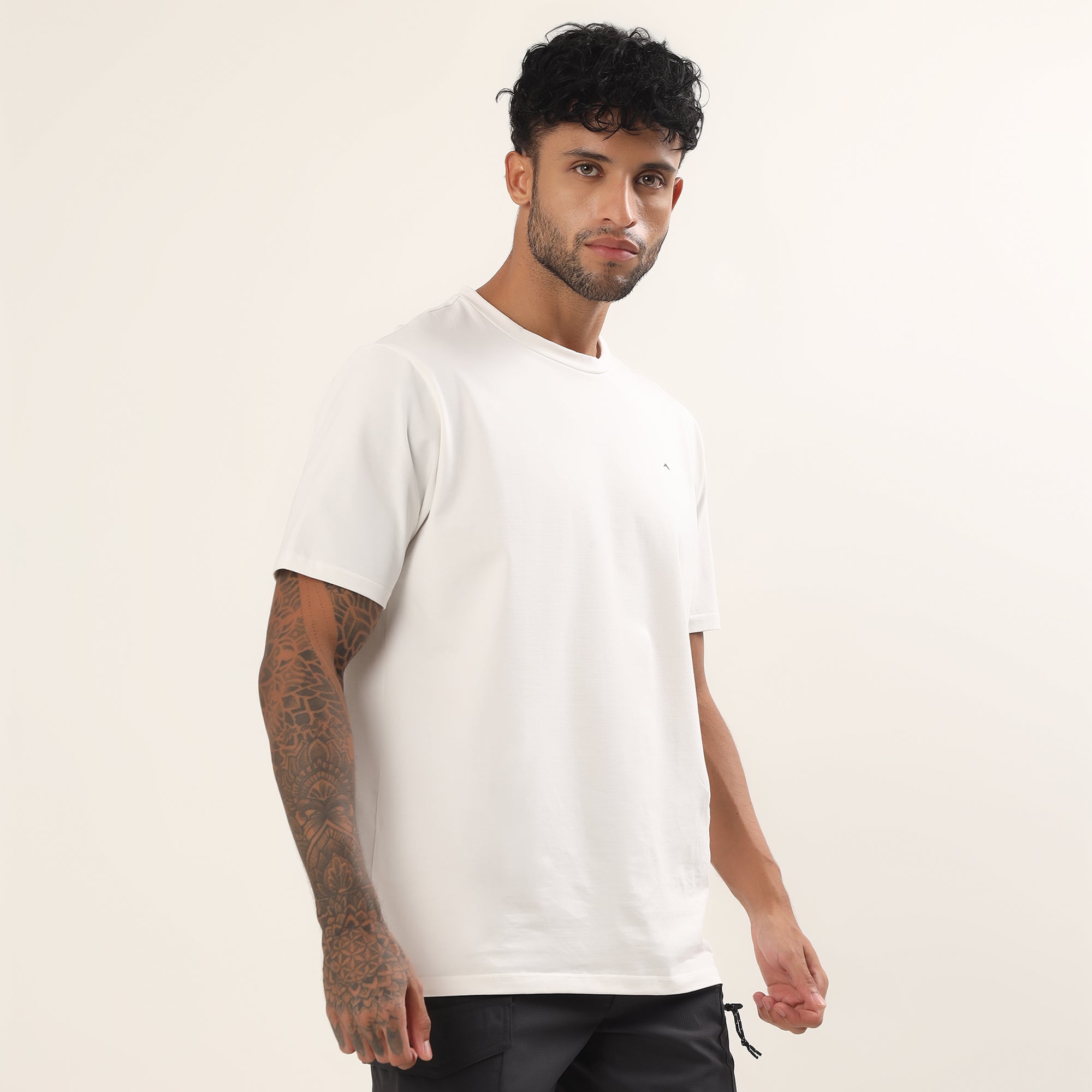 Round Neck T-Shirt | Lightweight and Breathable | White-thumbmail-5