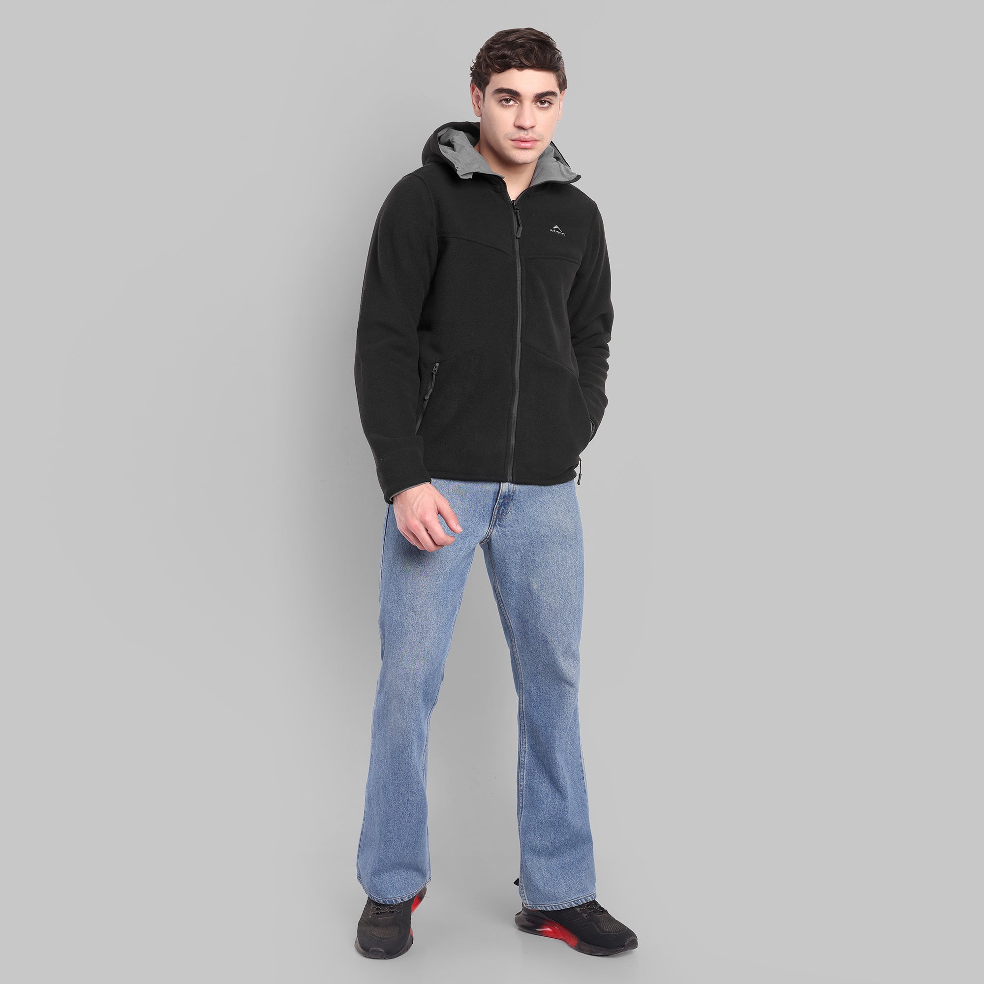 Sherpa Fleece Full Zip Hoodie Jacket – Ultra Warm (ET501) Black-thumbmail-8