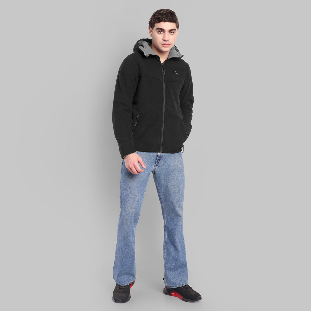 Sherpa Fleece Full Zip Hoodie Jacket – Ultra Warm (ET501) Black-thumbmail-6