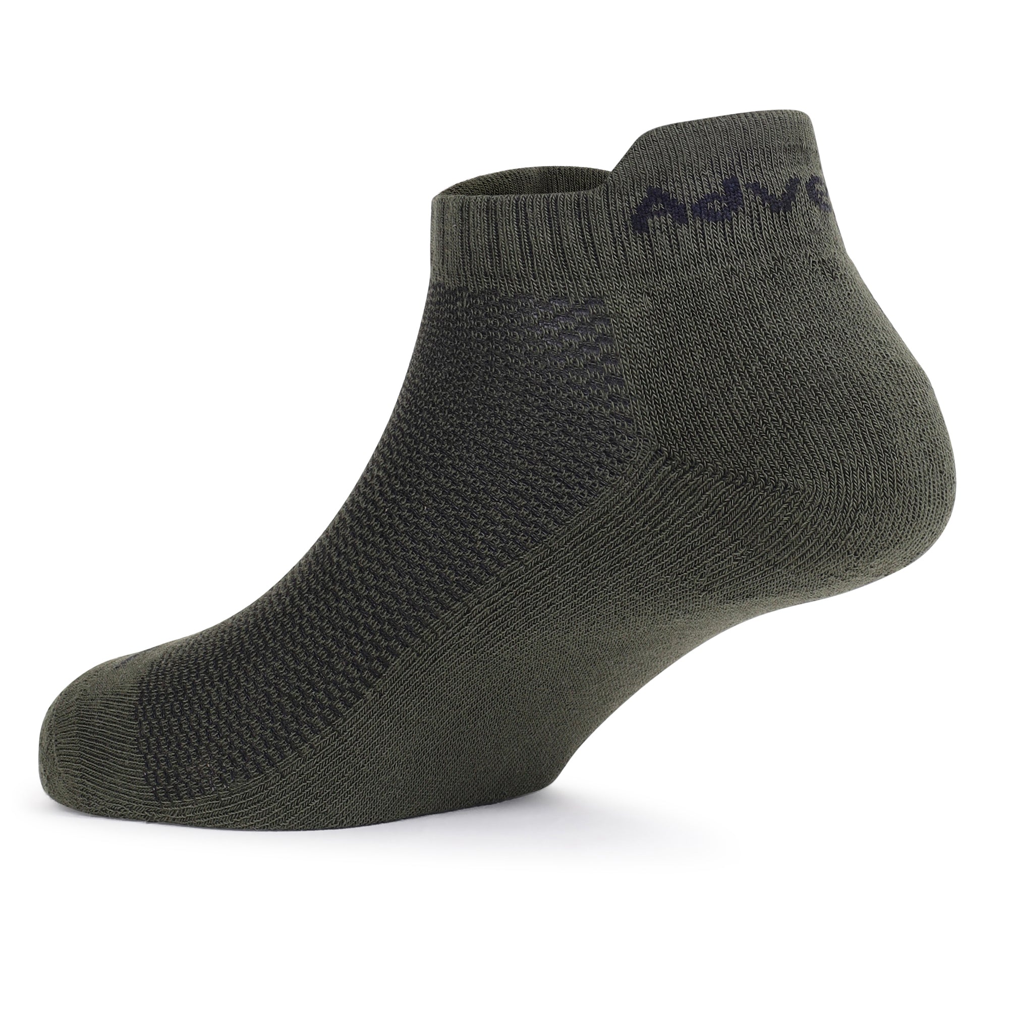 Low Ankle Cotton Socks – Pack of 2 (ES400) – White and Olive-thumbmail-7