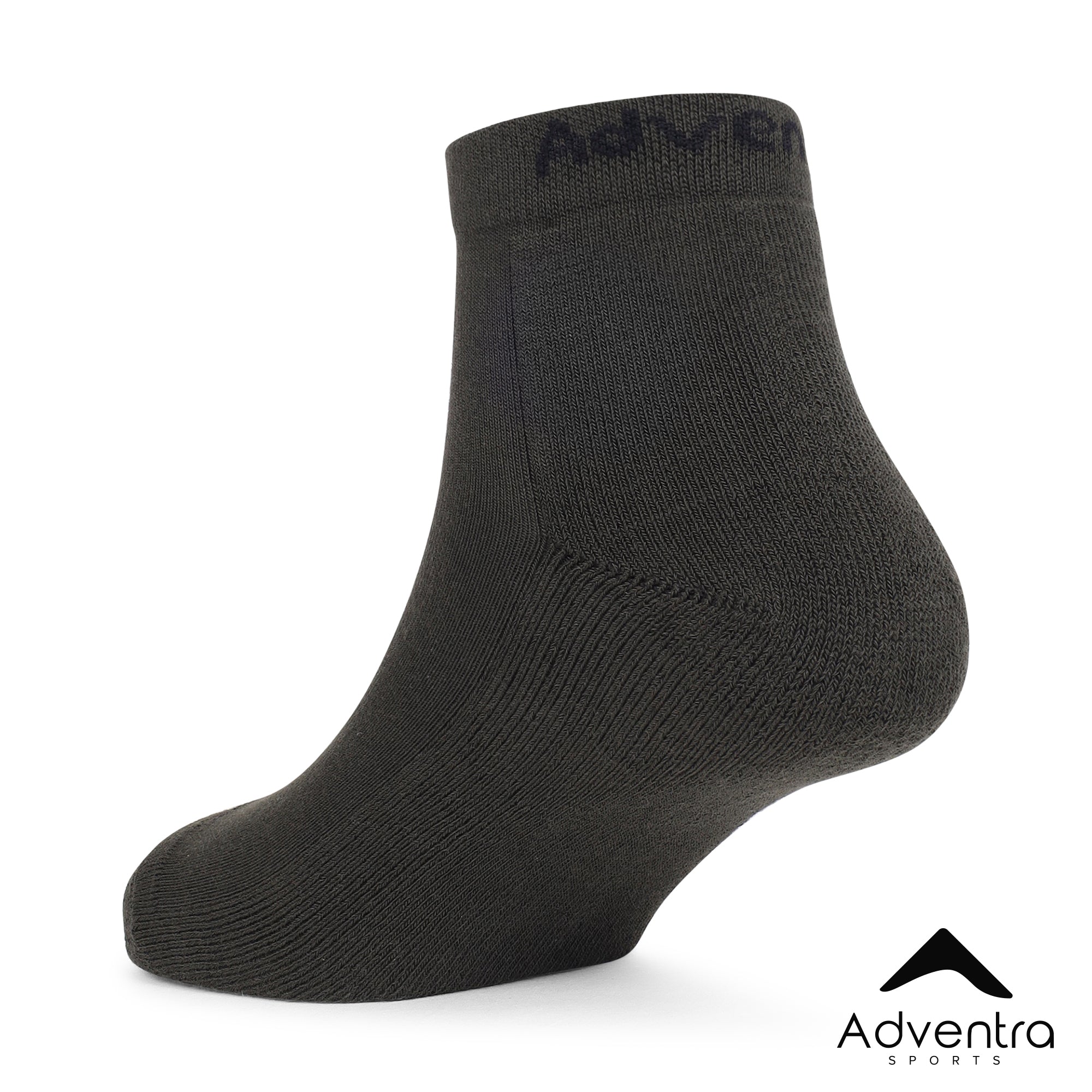 Low Ankle Cotton Socks – Pack of 2 (ES500) – Olive and Black-thumbmail-7
