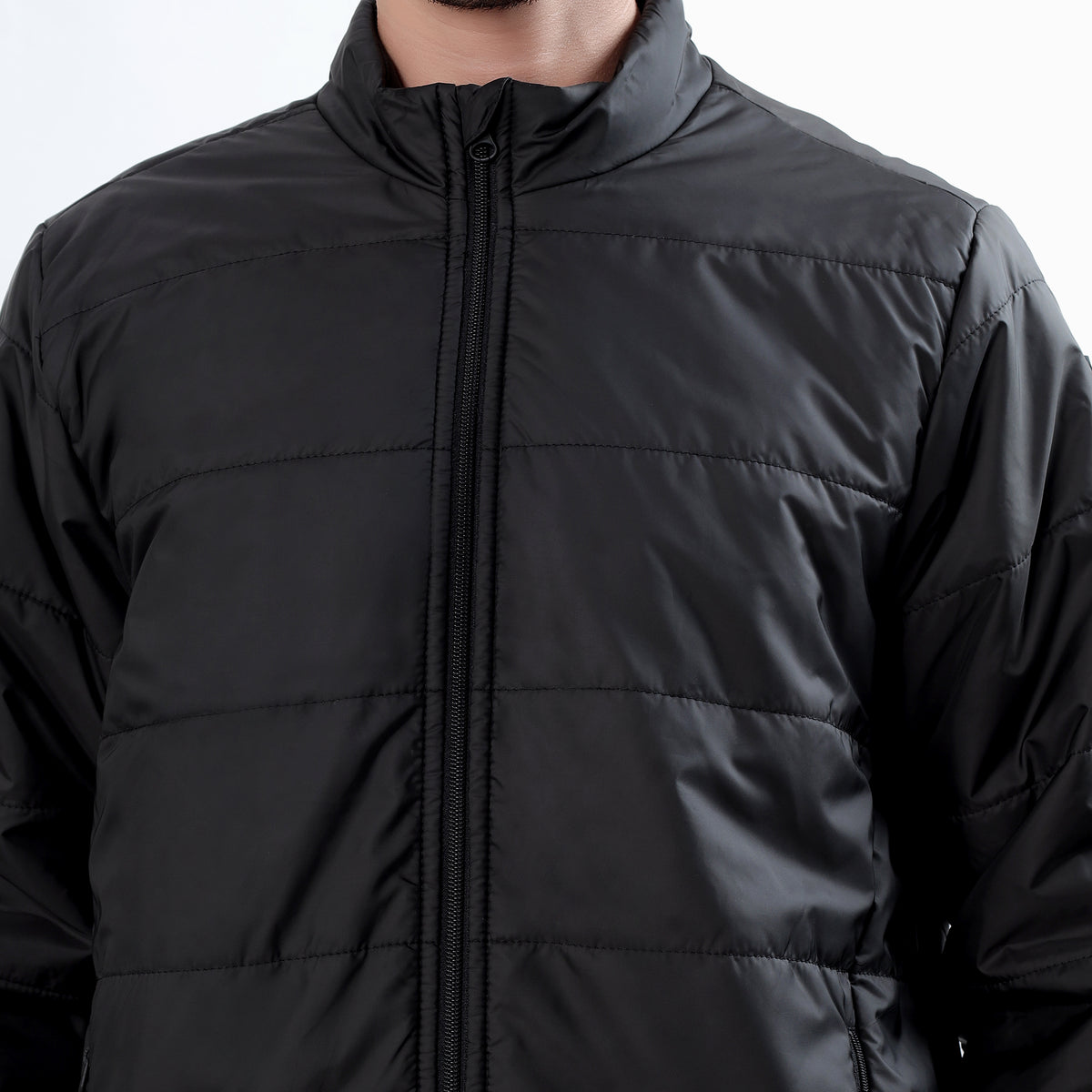 Men's Basic Winter Puffer Jacket – Water Repellent, Quilted - WH100 (Black)-thumbmail-7