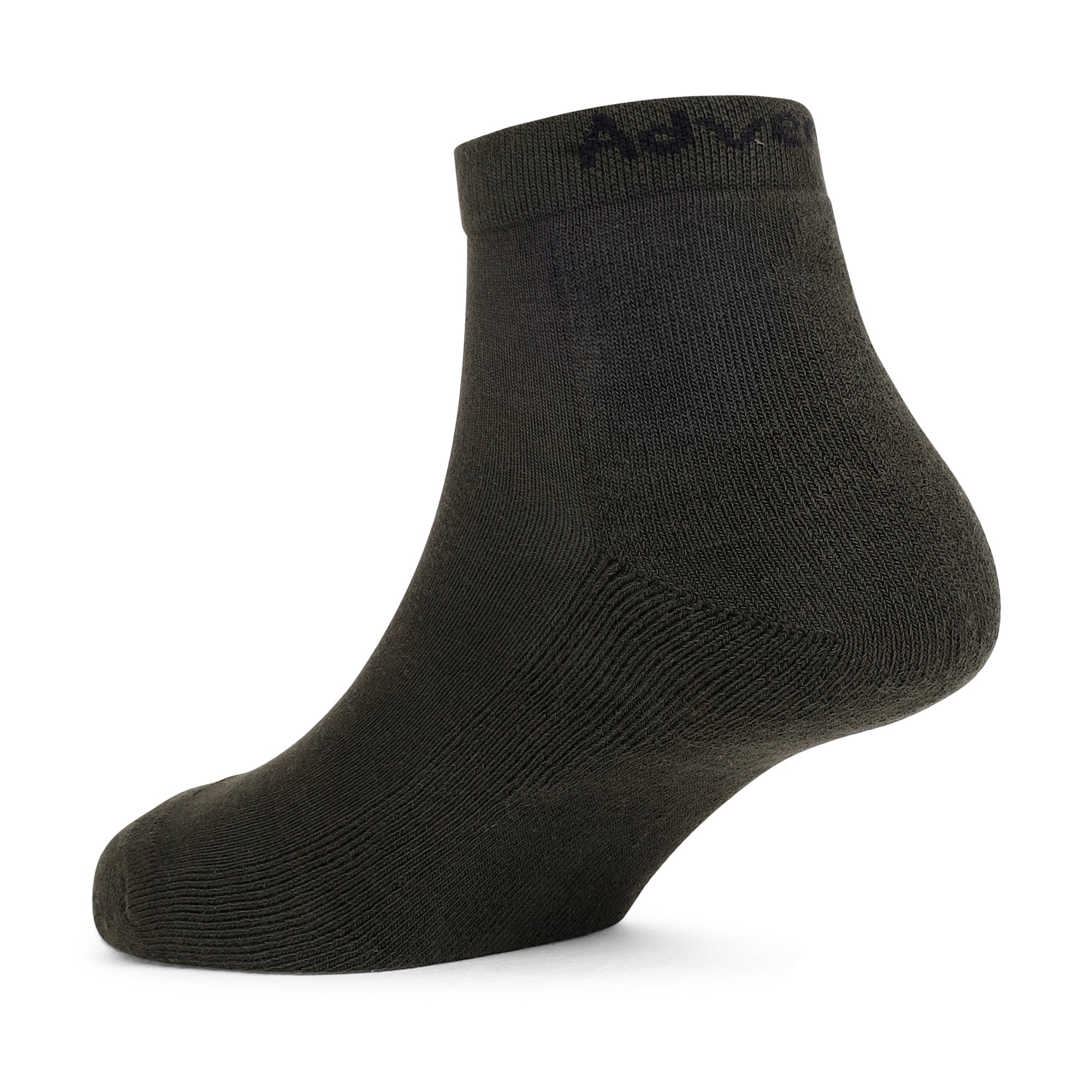 Low Ankle Cotton Socks – Pack of 2 (ES500) – Olive and White-thumbmail-7
