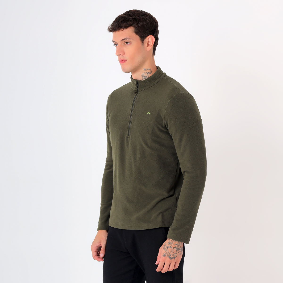 Men's Half Zip Fleece Jacket – Lightweight (EH400) Olive-thumbmail-3