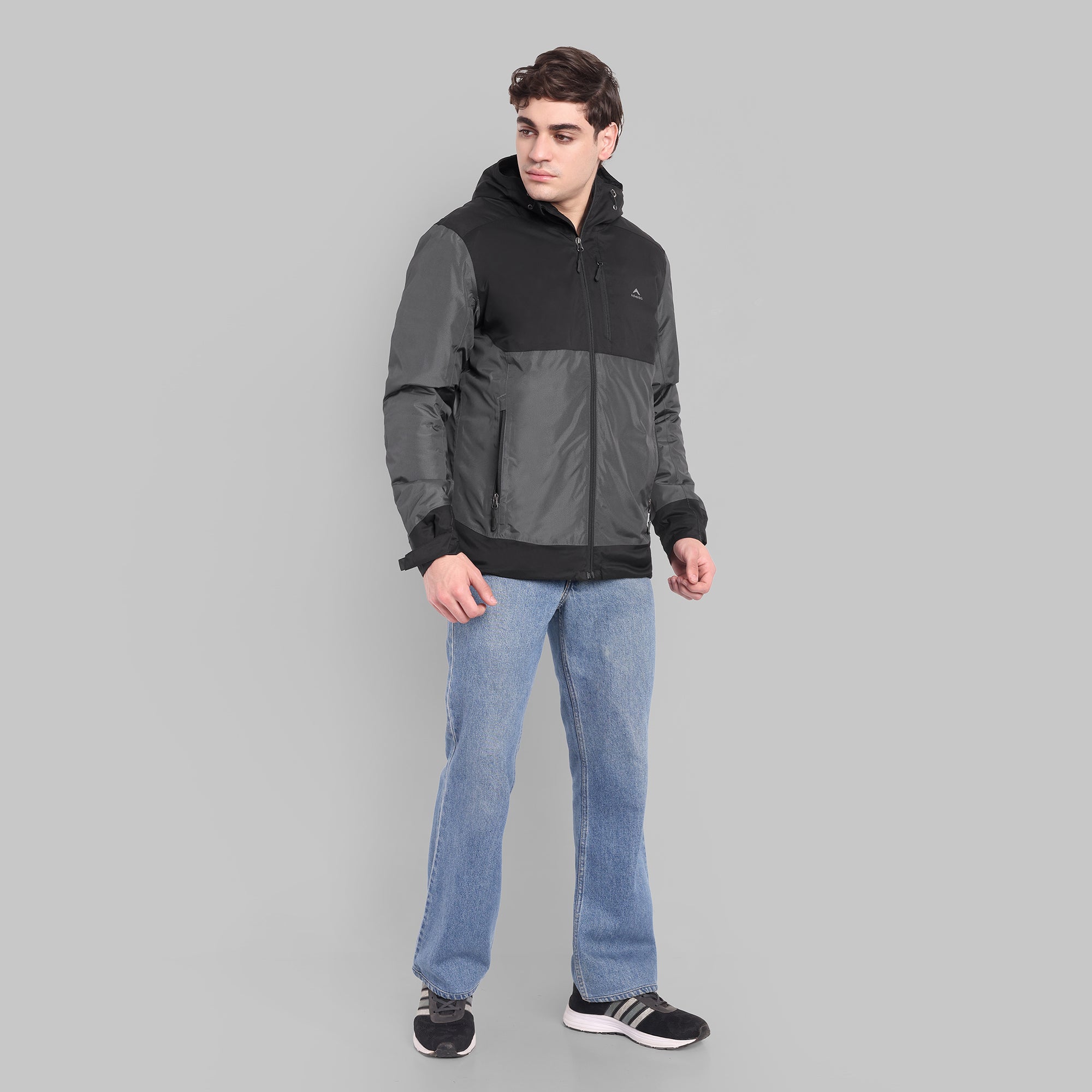 Waterproof Hooded Jacket with Pockets – Warm -10°C (ET1100) Grey/Black-thumbmail-3