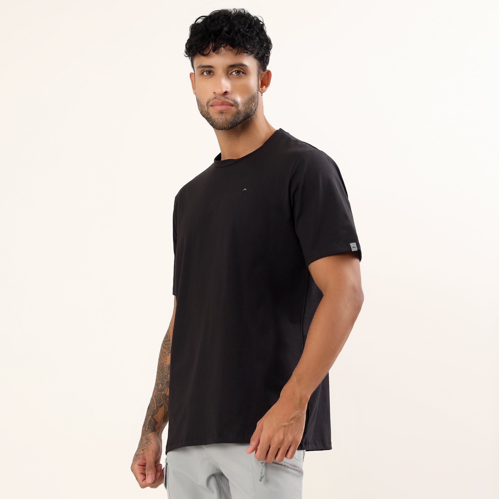 Adventra Men Cotton Lycra Round Neck T-Shirt | APR500 | Black-thumbmail-5