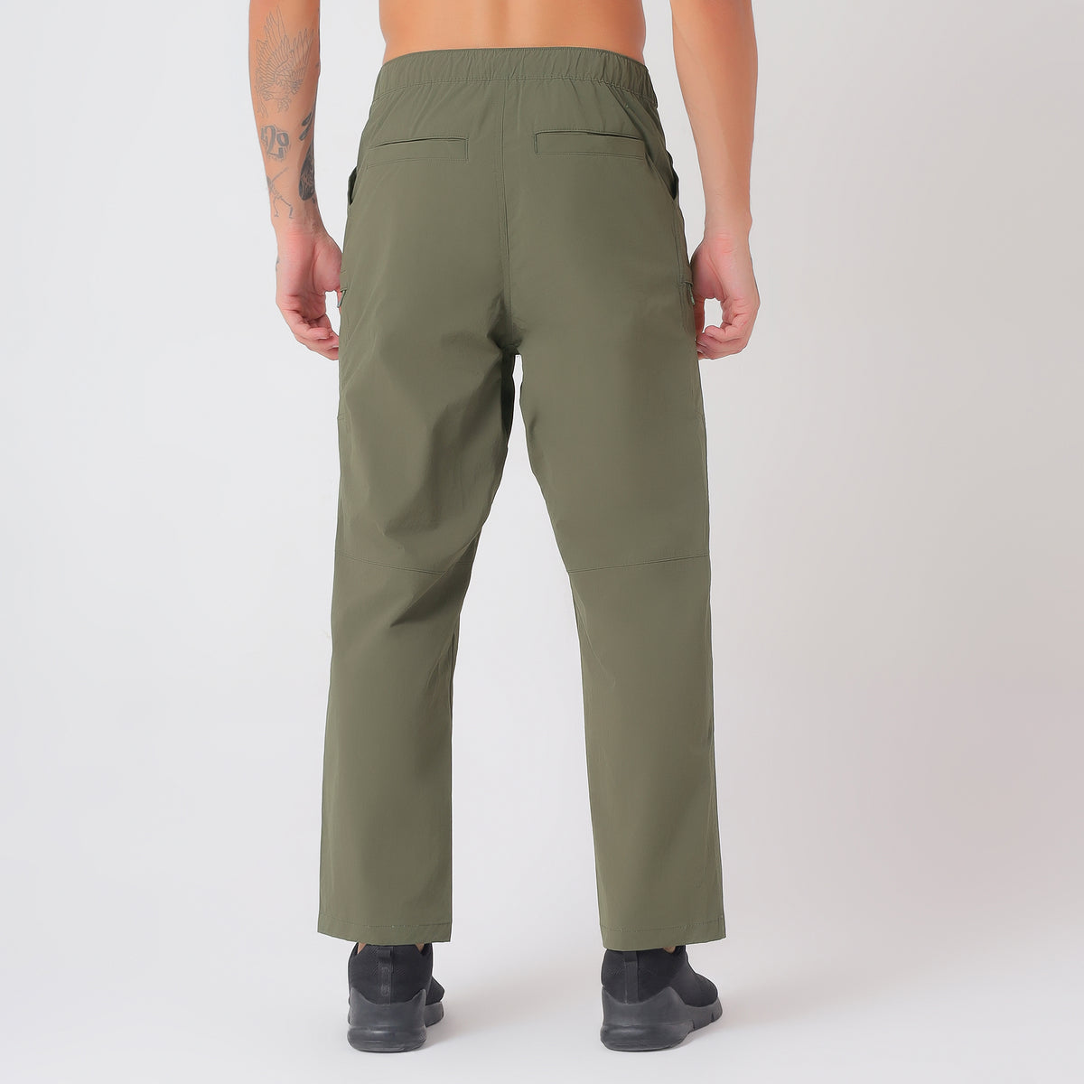 Men's Lightweight Long Pants with Buckle Belt (EH970) Olive-thumbmail-4