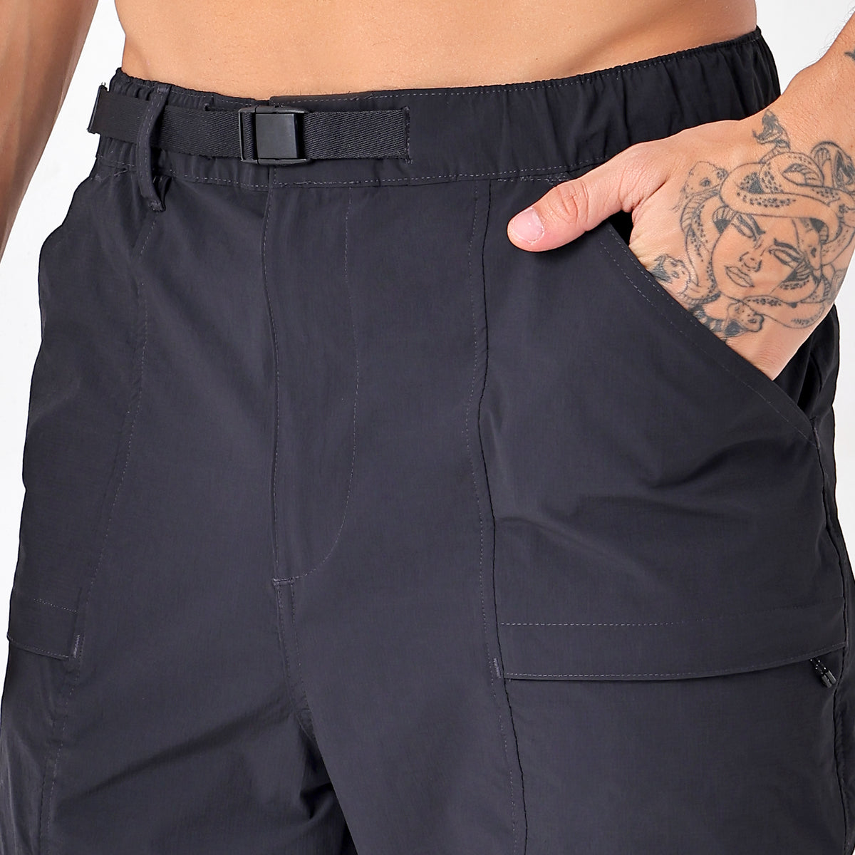 Men's Lightweight Long Pants with Buckle Belt (EH970) Navy-thumbmail-5