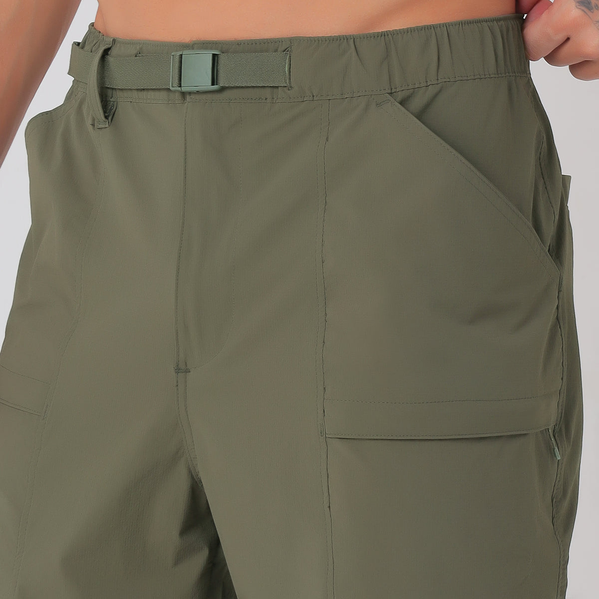 Men's Lightweight Long Pants with Buckle Belt (EH970) Olive-thumbmail-5
