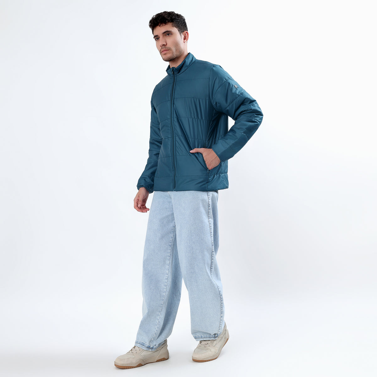Men's Basic Winter Puffer Jacket – Water Repellent, Quilted - WH100 (Gracial Teal)-thumbmail-7