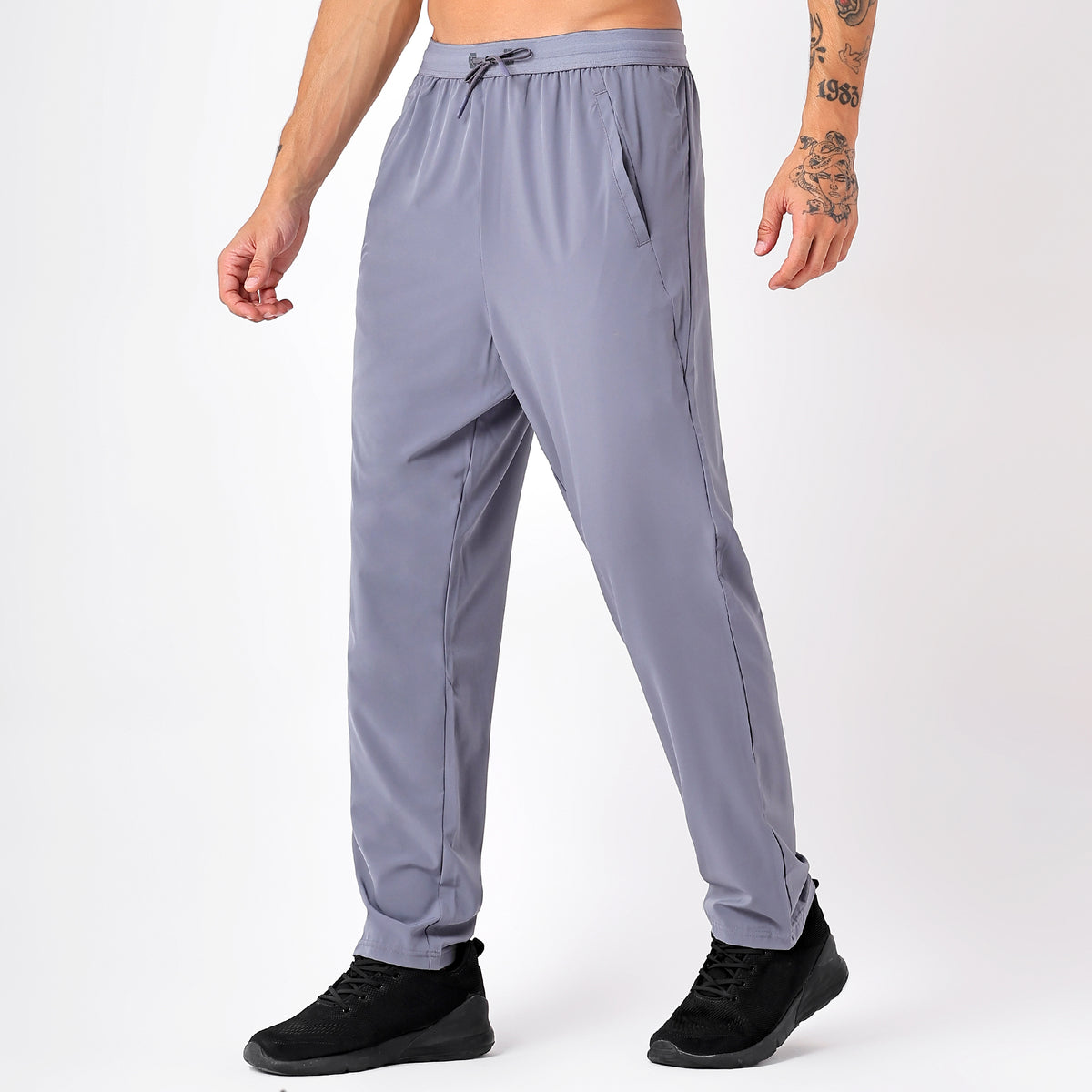 Men's Long Track Pants with 1 Zipper Pocket (EH930) Grey-thumbmail-4