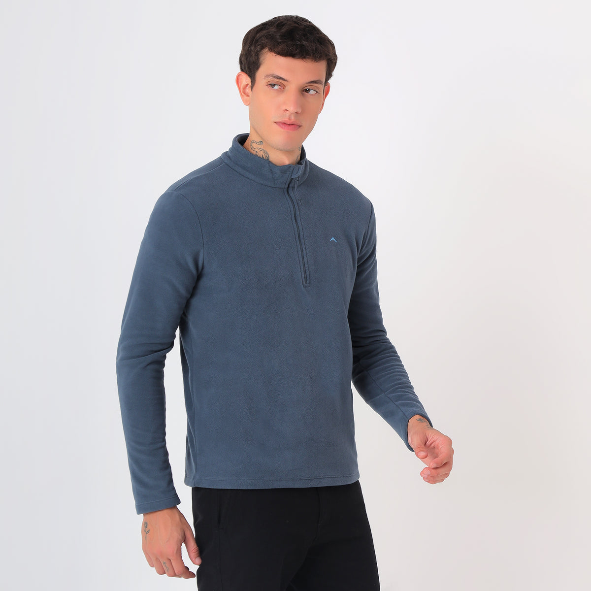 Men's Half Zip Fleece Jacket – Lightweight (EH400) Blue Grey-thumbmail-4