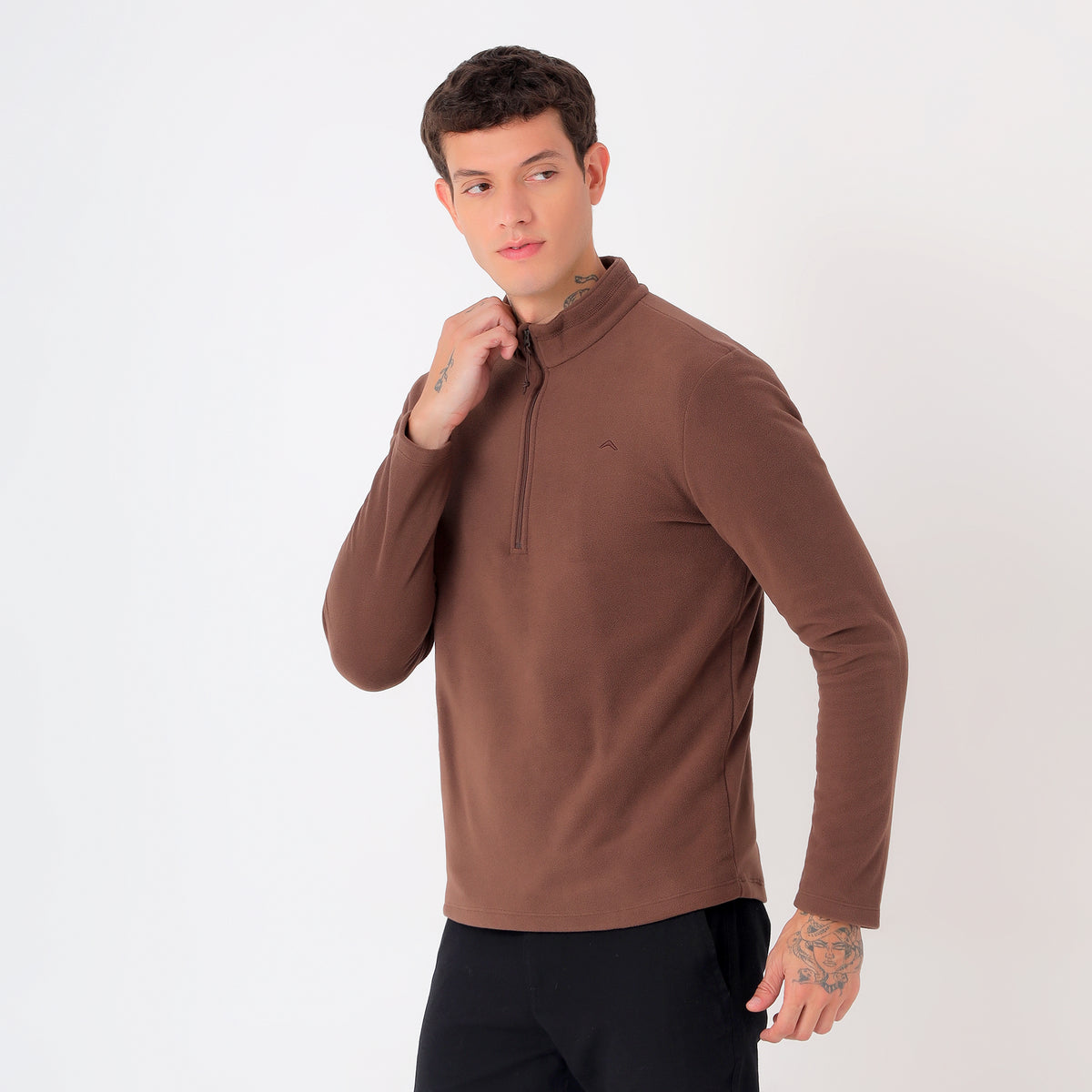 Men's Half Zip Fleece Jacket – Lightweight (EH400) Brown-thumbmail-4