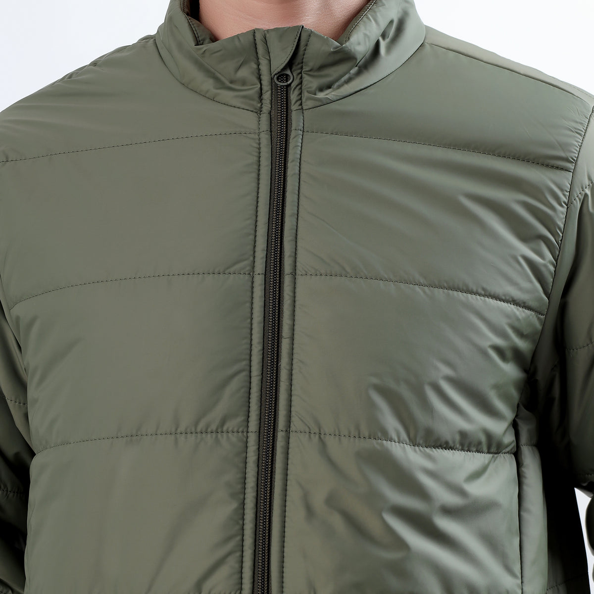 Men's Basic Winter Puffer Jacket – Water Repellent, Quilted - WH100 (Olive)-thumbmail-7