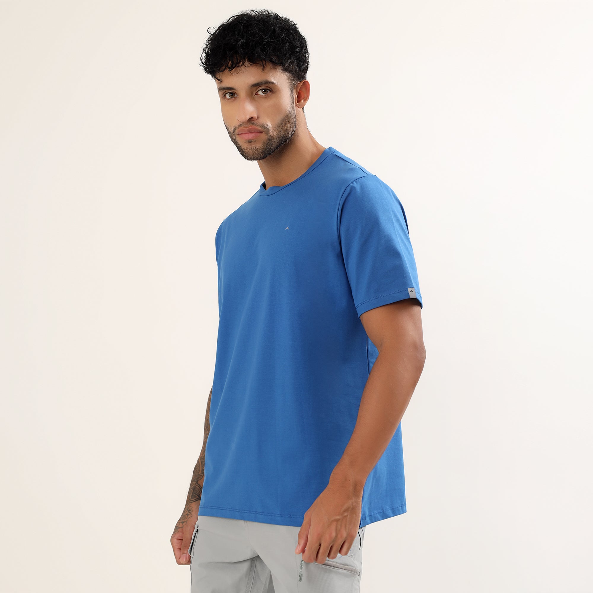 Adventra Men Cotton Lycra Round Neck T-Shirt | APR500 | Navy Blue-thumbmail-6