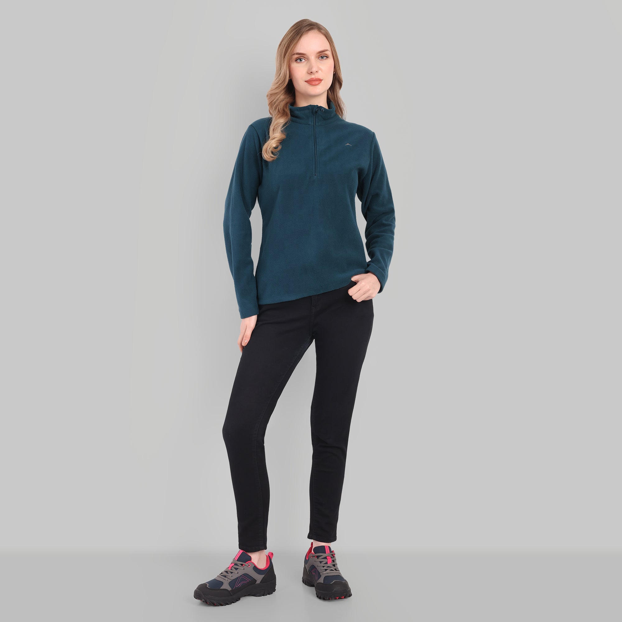 Women Half Zip Fleece Jacket – Lightweight (ET1000) Navy Blue-thumbmail-2
