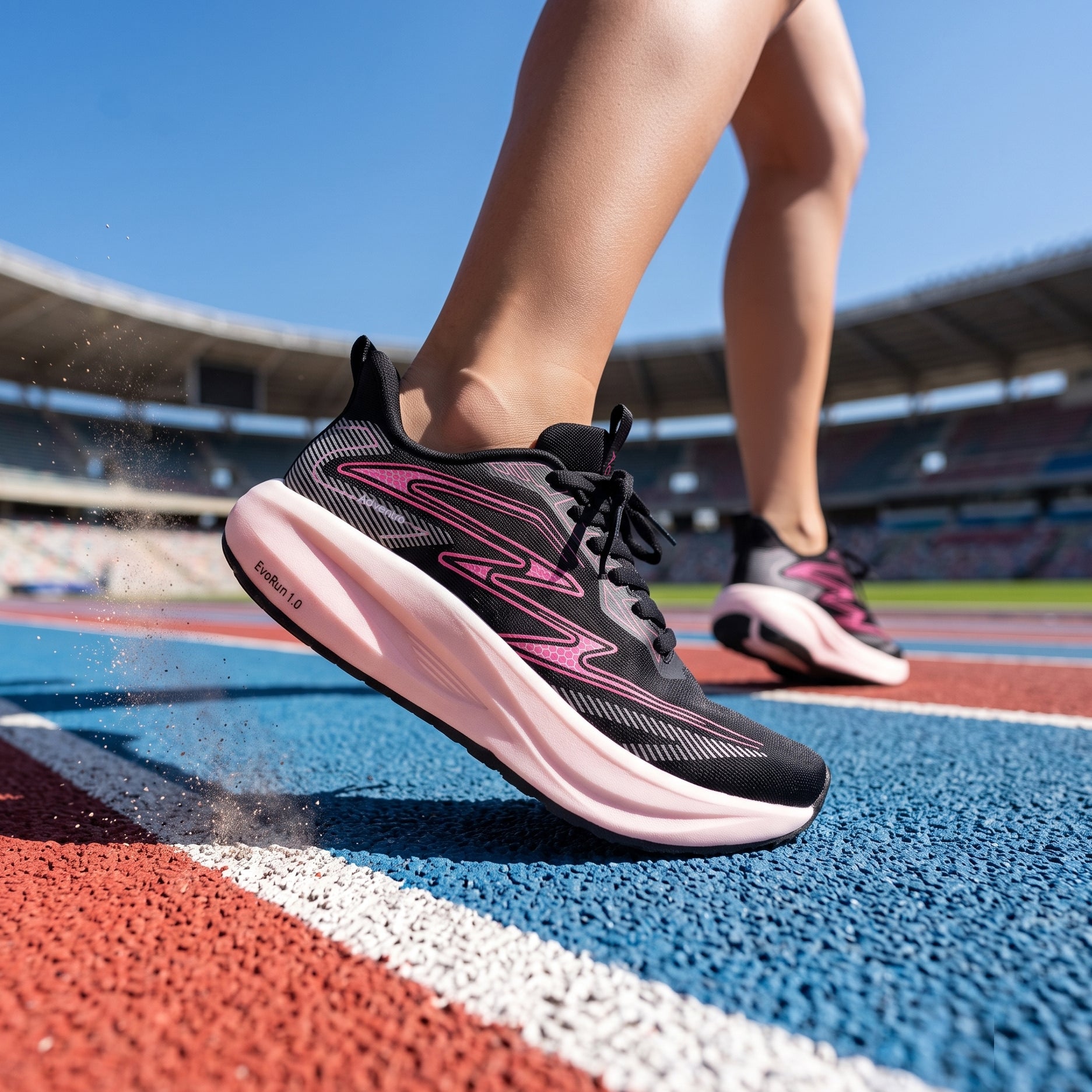 Lightweight Running Shoes for Women - Walking, Sports & Gym (RR700) – Black-Pink-thumbmail-3