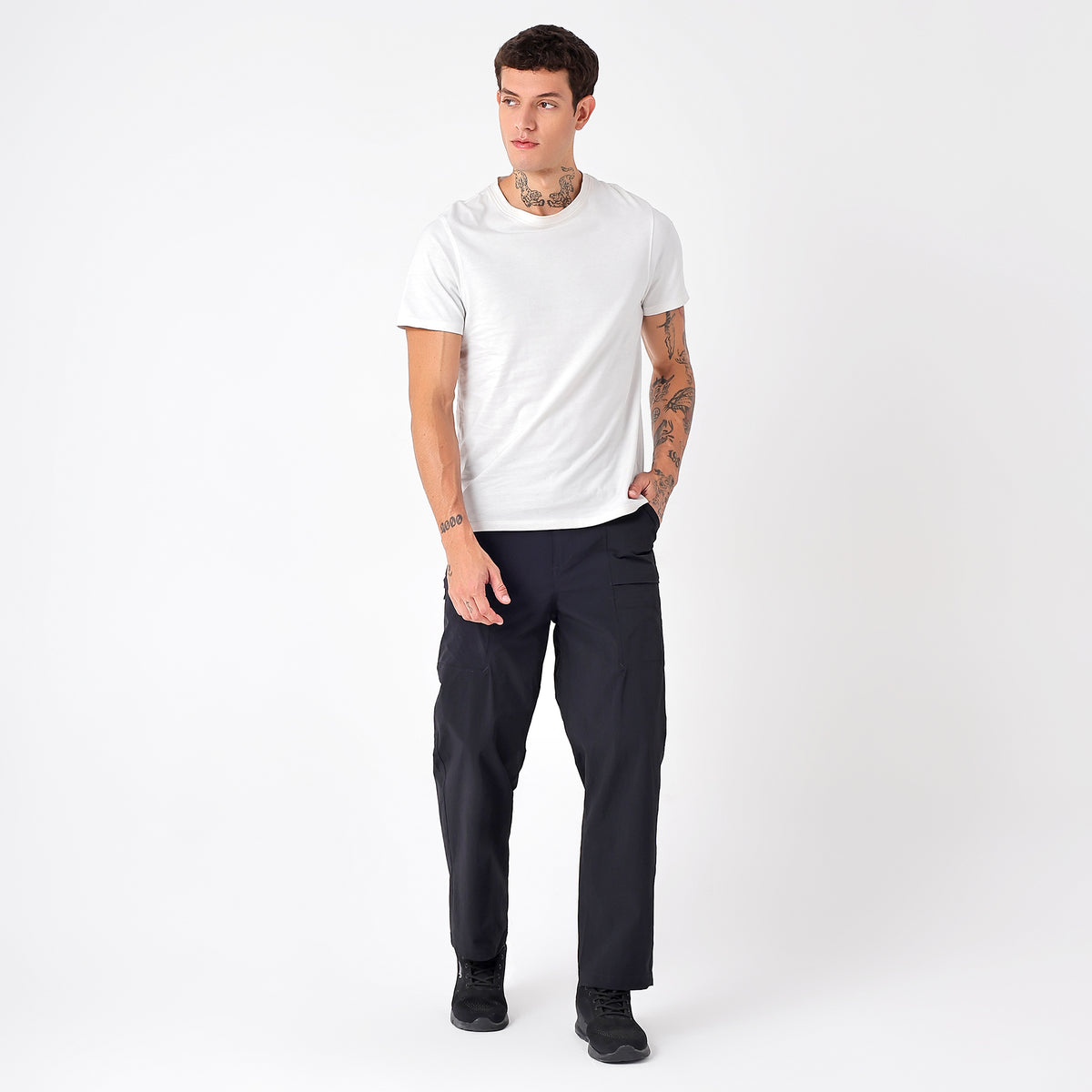 Men's Lightweight Long Pants with Buckle Belt (EH970) Navy-thumbmail-6