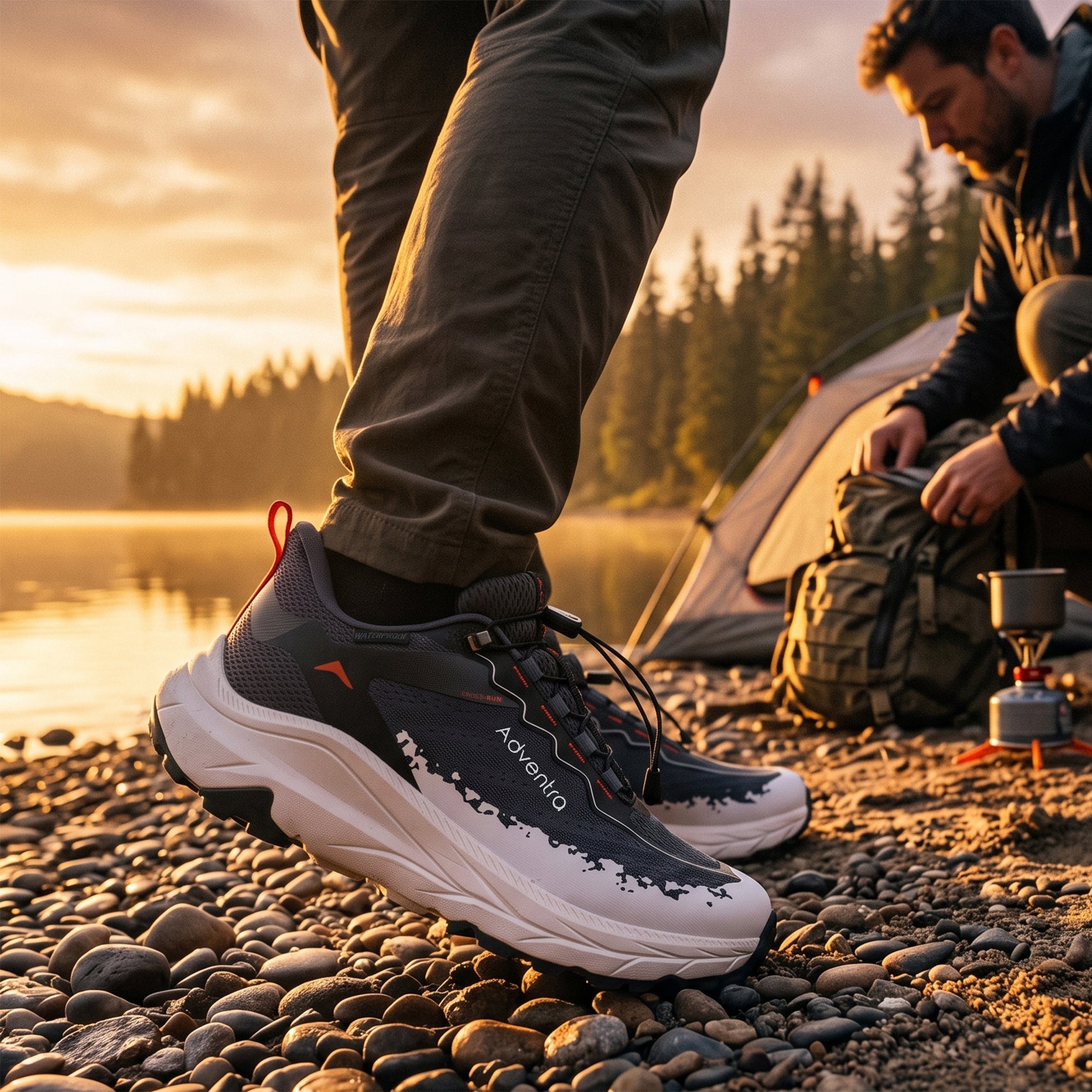 Waterproof Trail Running Ultra Grip Shoes, Quick-Lace (TR2014) – Navy-White-thumbmail-2