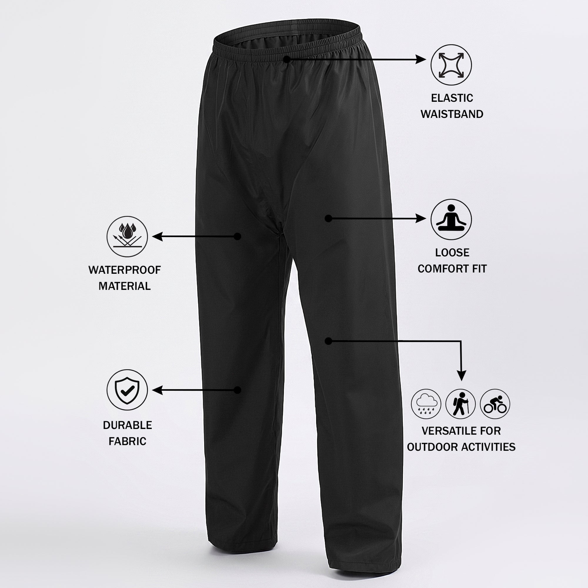 Rain Pant lightweight, Waterproof | RP100 | Black-thumbmail-3