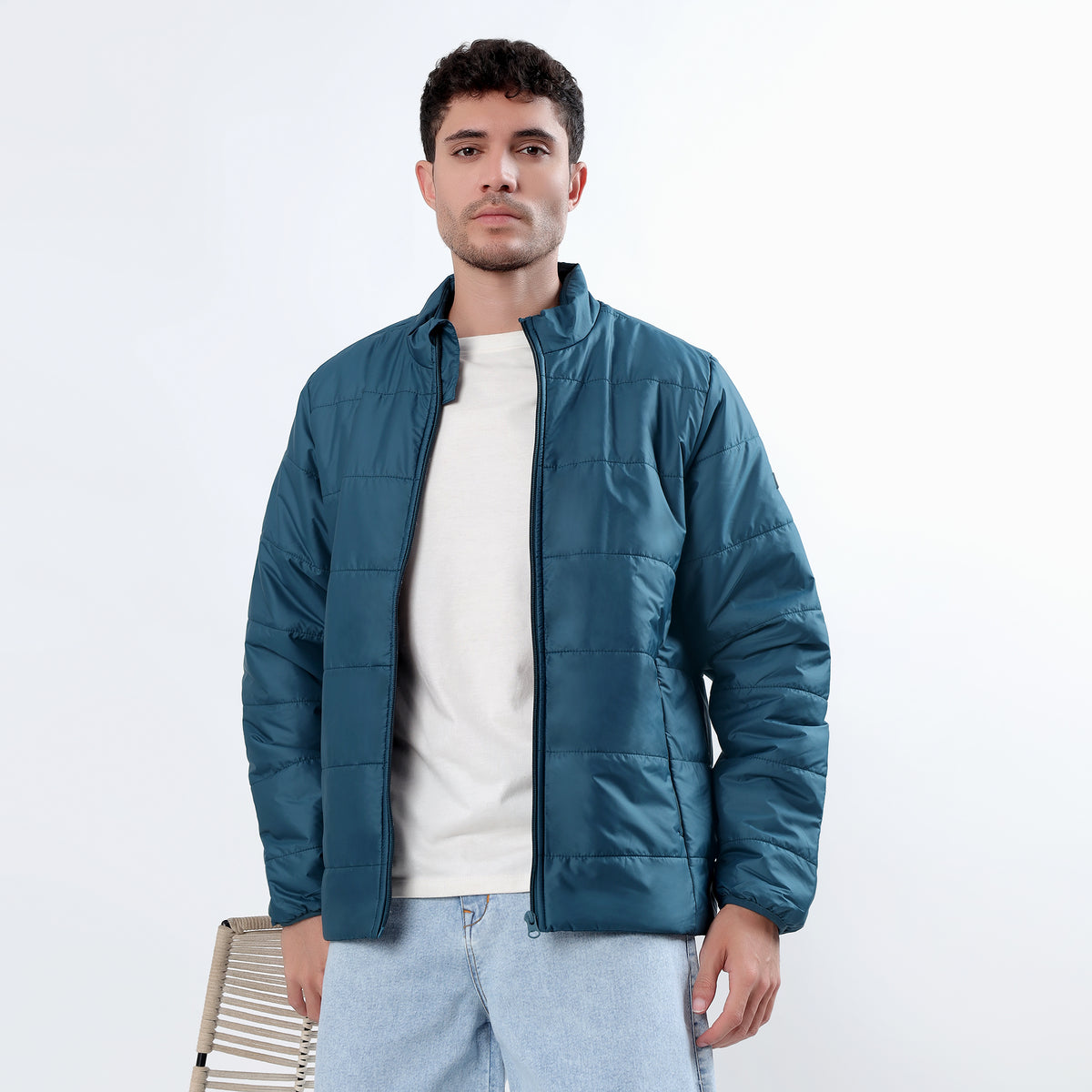 Men's Basic Winter Puffer Jacket – Water Repellent, Quilted - WH100 (Gracial Teal)-thumbmail-8