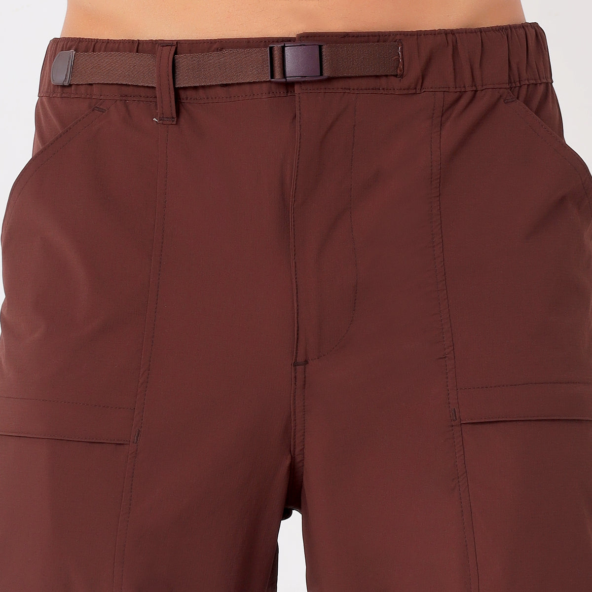 Men's Lightweight Long Pants with Buckle Belt (EH970) Brown-thumbmail-5