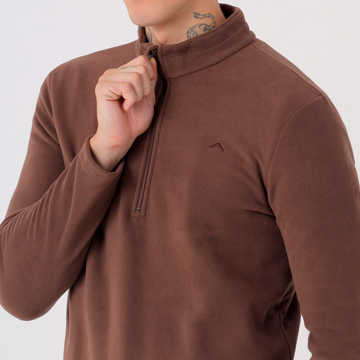 Men's Half Zip Fleece Jacket – Lightweight (EH400) Brown-thumbmail-5