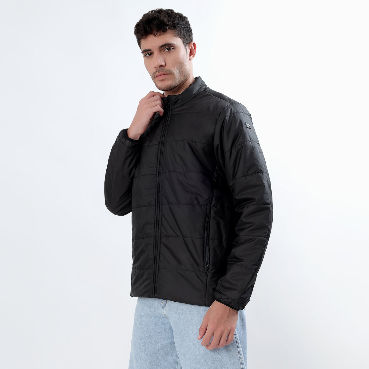 Men's Basic Winter Puffer Jacket – Water Repellent, Quilted - WH100 (Black)-thumbmail-9