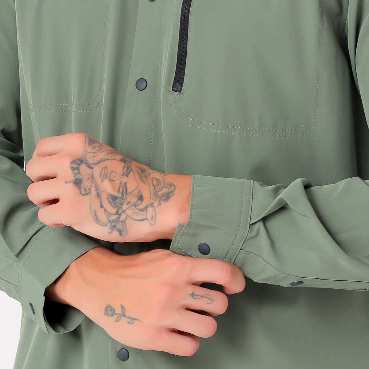 Men's 4-Way Stretch Travel Shirt | Lightweight Full Sleeve Outdoor Shirt for Hiking, Trekking & Travel | EV500 Olive-thumbmail-5