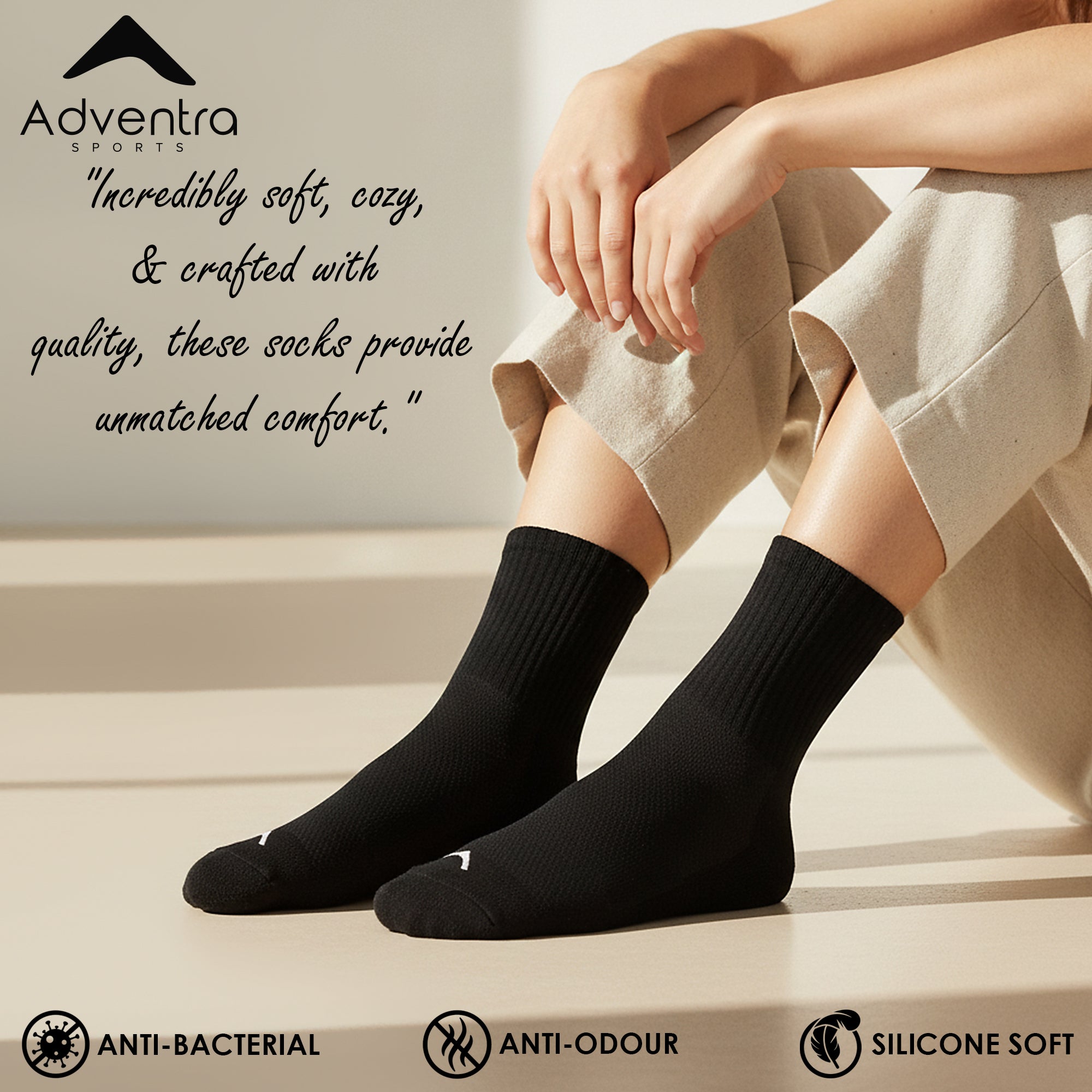 High Ankle Socks - Pack of 2 (ES500) - Black and White-thumbmail-3